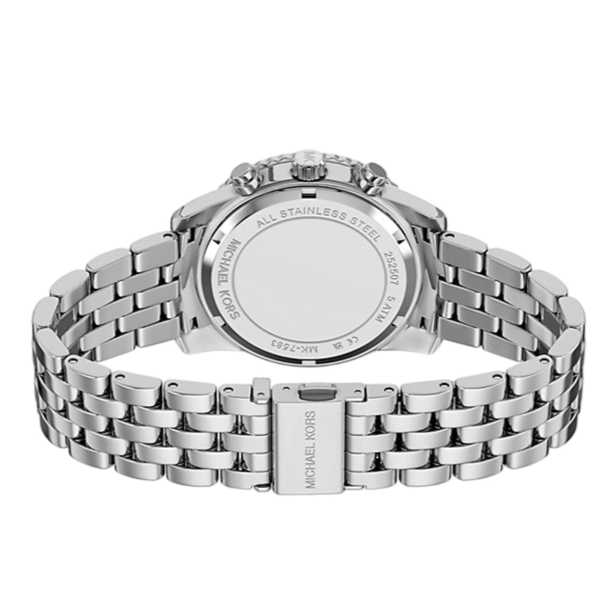 Michael Kors Bryant Pave Chronograph Green Dial Steel Strap Women's Watch MK7583