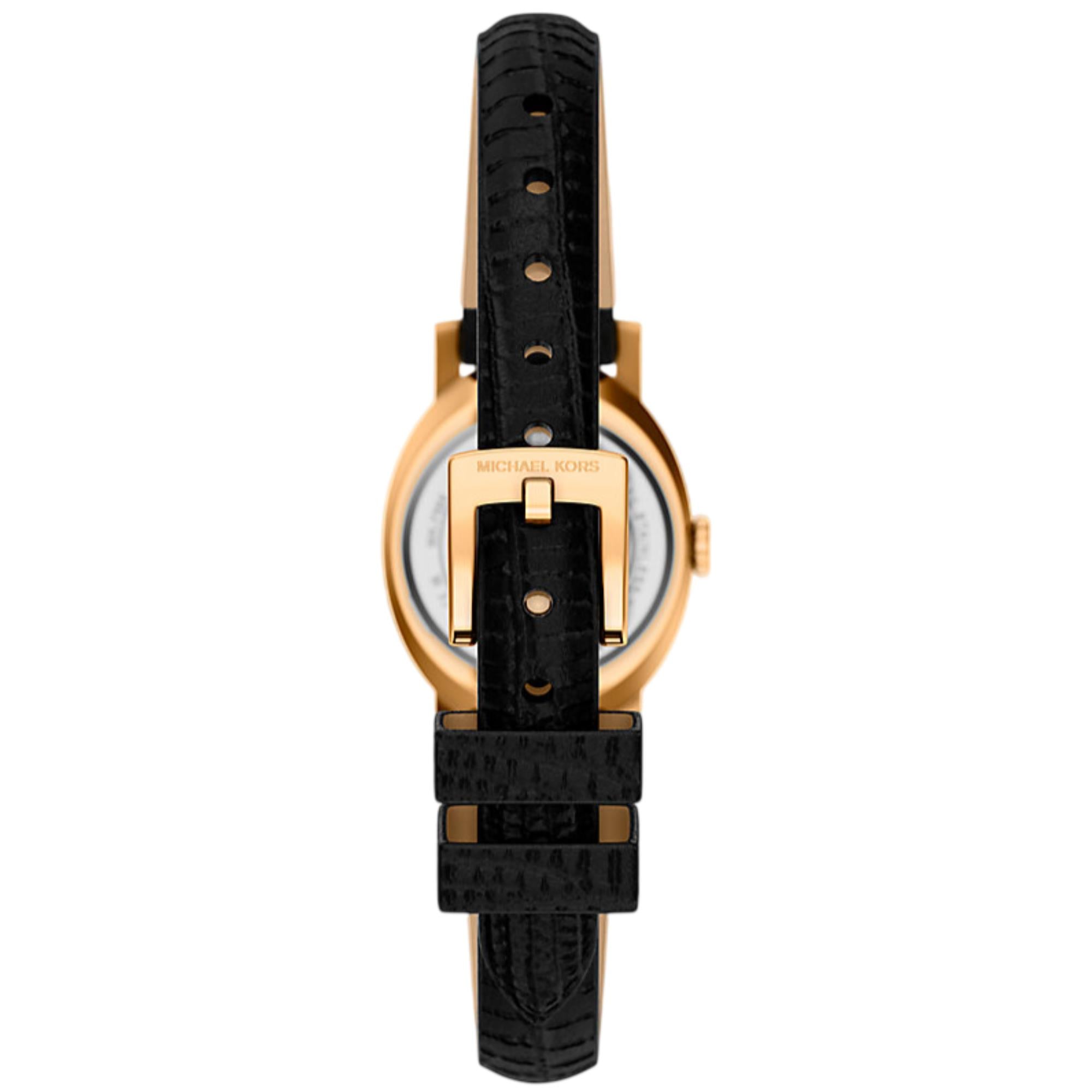 Michael Kors Petite Maude Black Dial Embossed Leather Strap Women's Watch MK7585