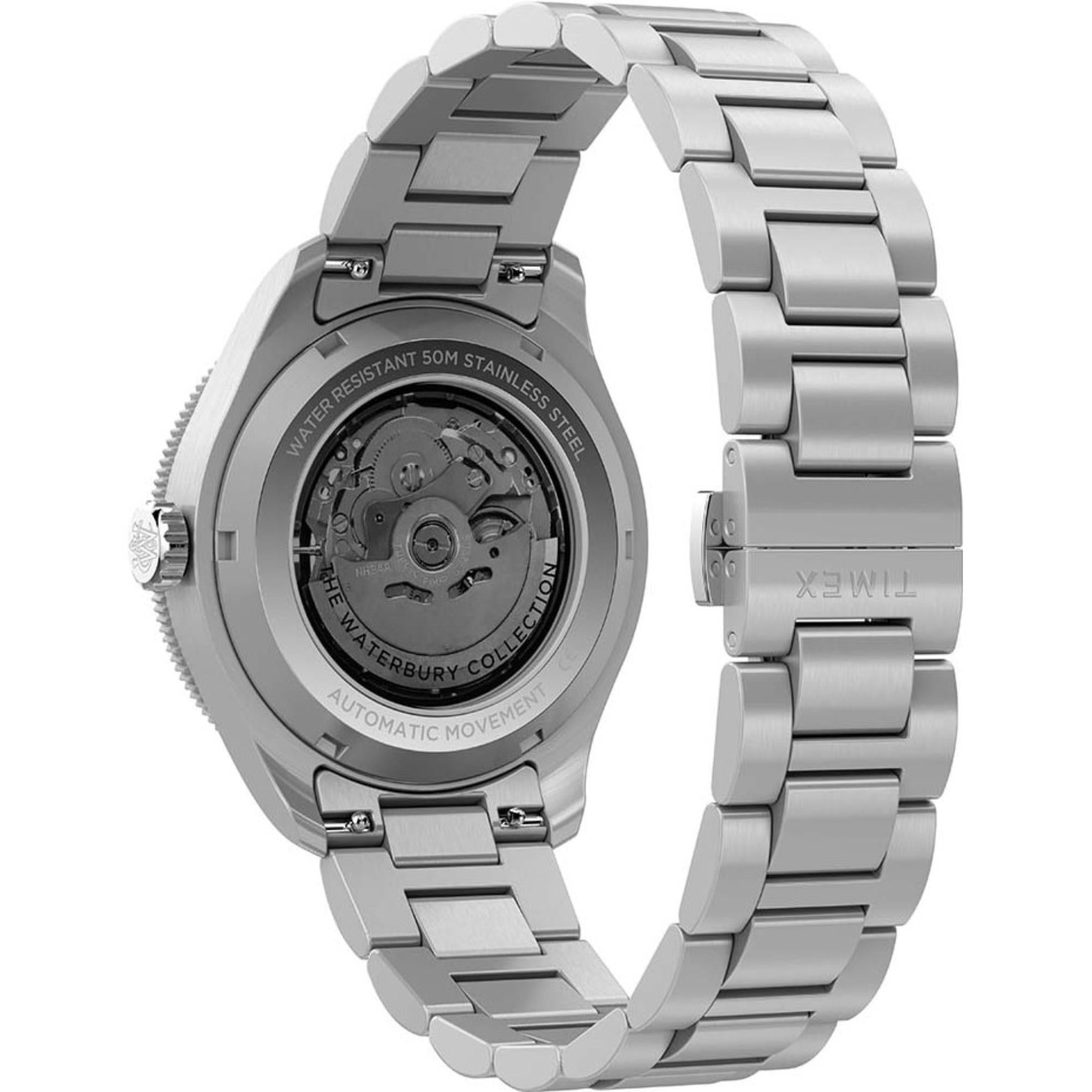 Timex Waterbury 42mm Black Dial Steel Mens Quartz Watch TW2Y60600