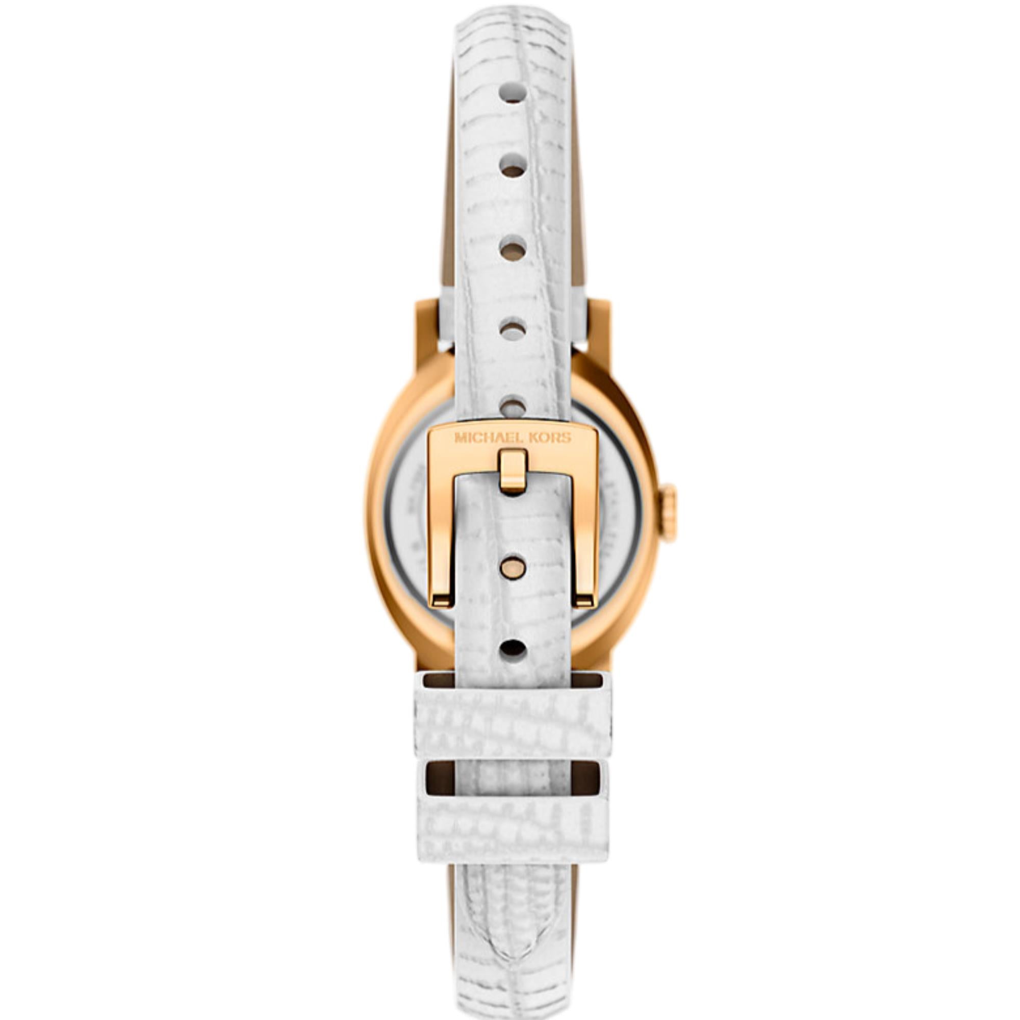 Michael Kors Petite Maude White Dial Embossed Leather Strap Women's Watch MK7586