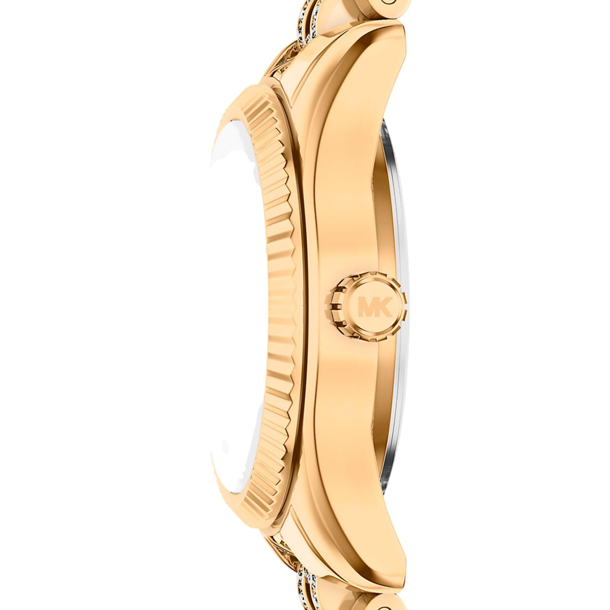Michael Kors Petite Lexington Pave Gold-tone Dial Steel Strap Women's Watch MK7575