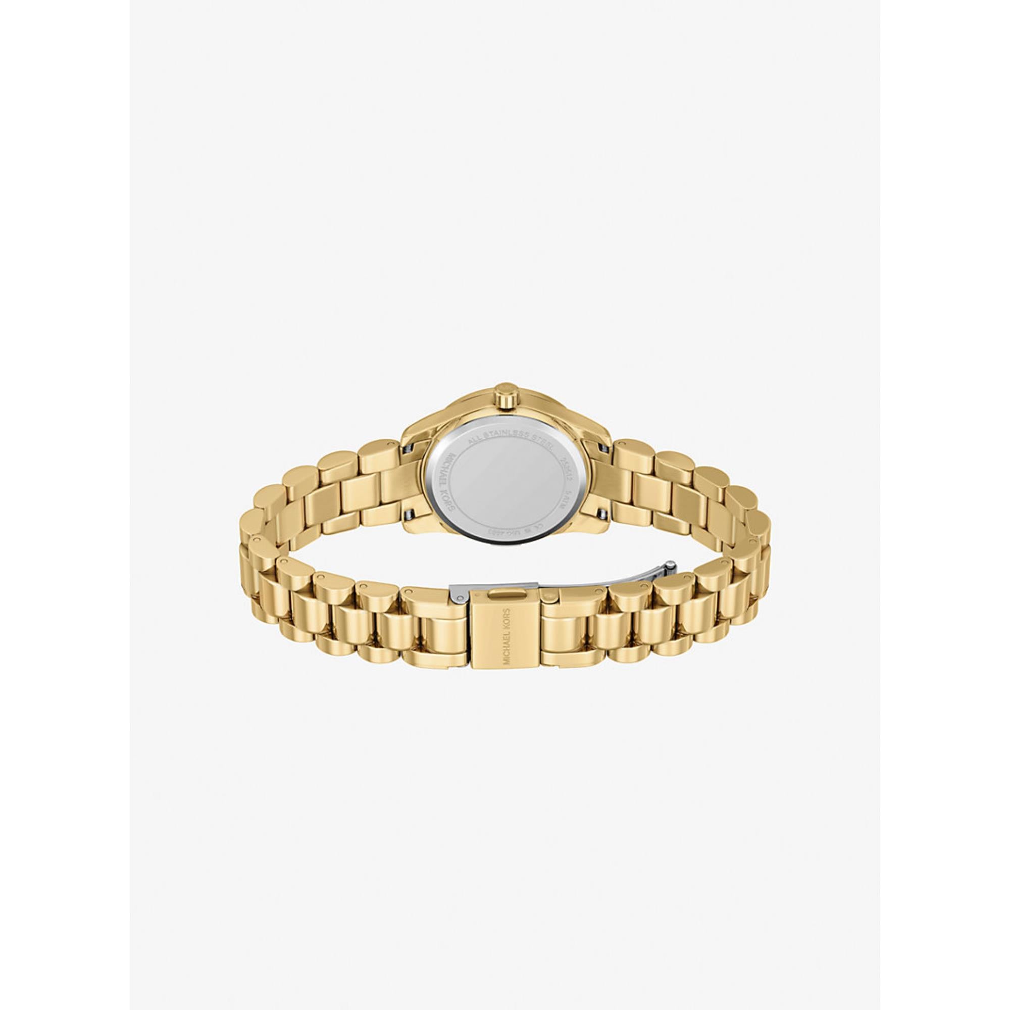 Michael Kors Lexington 26mm Gold Dial Steel Ladies Quartz Watch MK4992SET