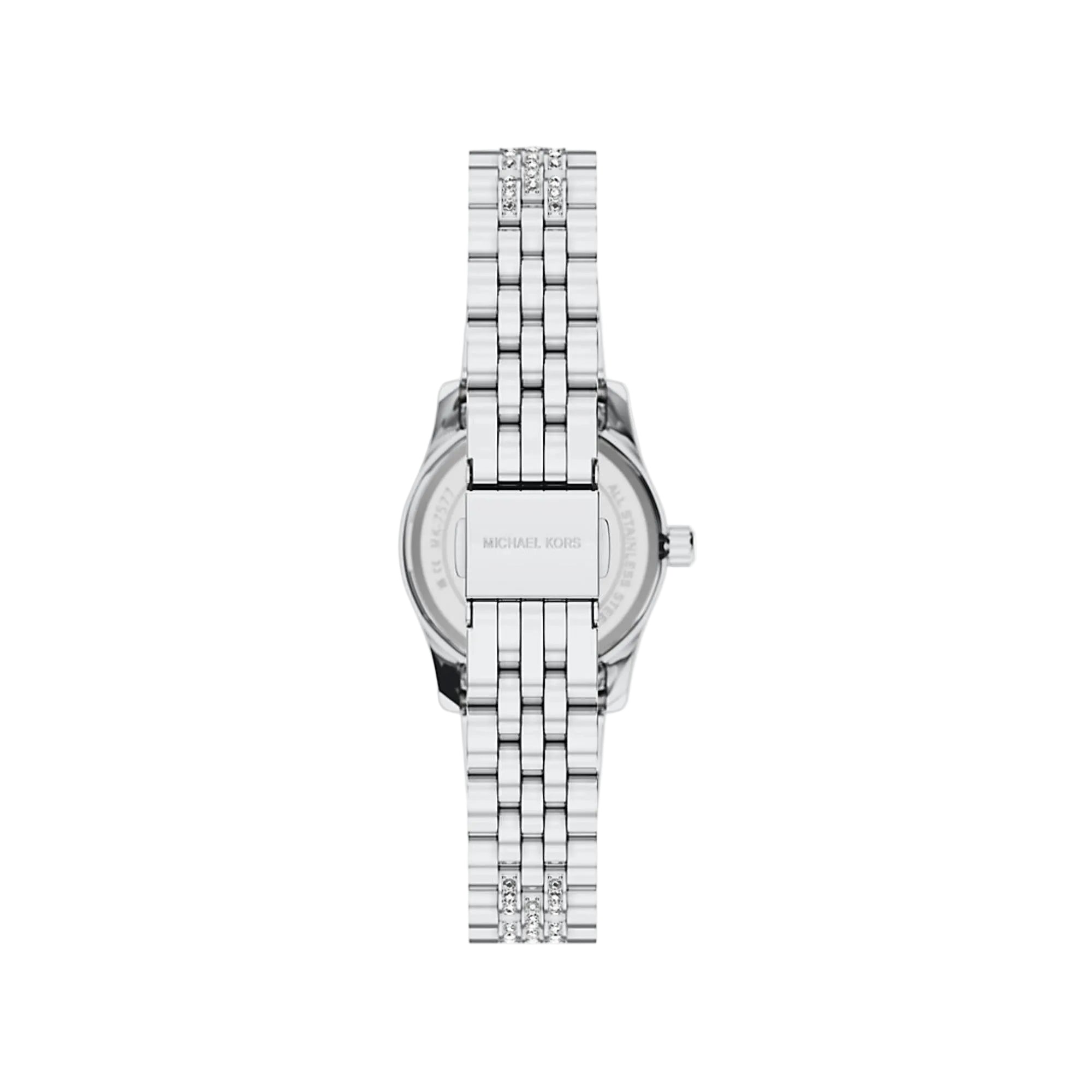 Michael Kors Petite Lexington Pave Silver Crystal Dial Steel Strap Women's Watch MK7577