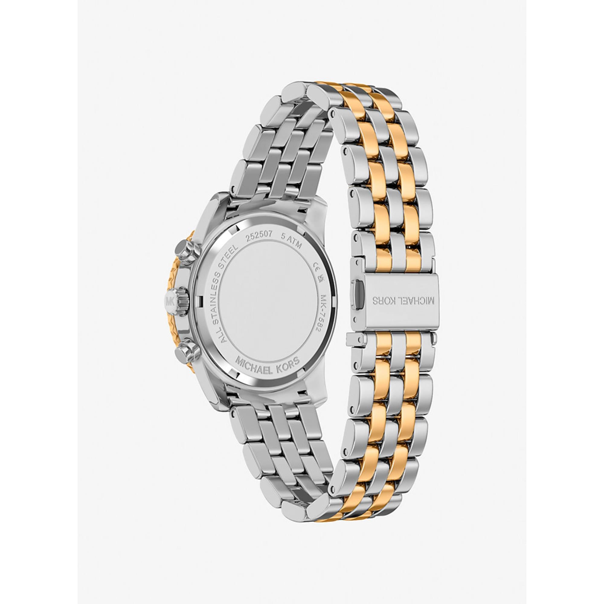 Michael Kors Bryant Pave Chronograph Blue Dial Steel Strap Women's Watch MK7582