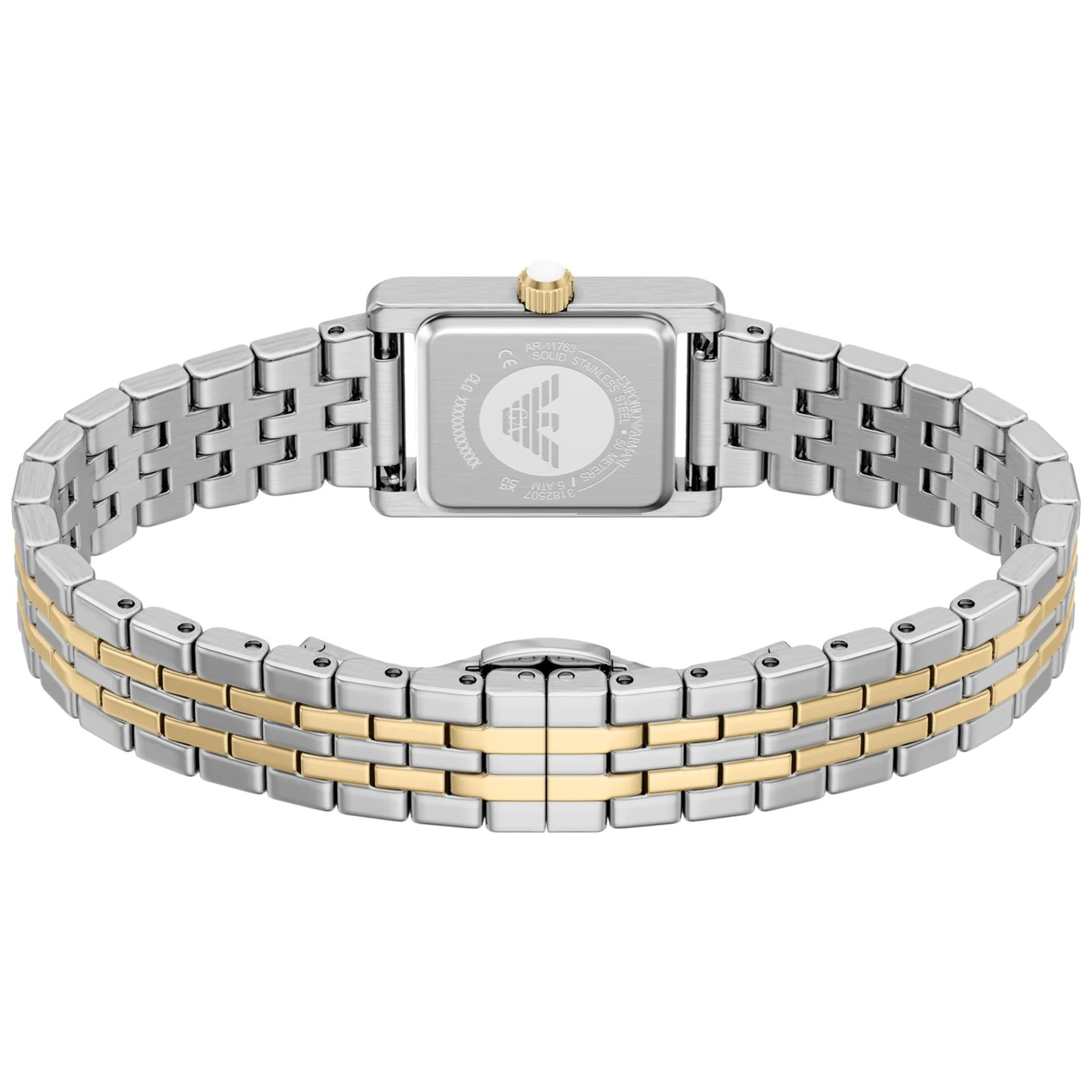 Emporio Armani Genni 19mm White Mother of Pearl Dial Steel Ladies Quartz Watch AR11763