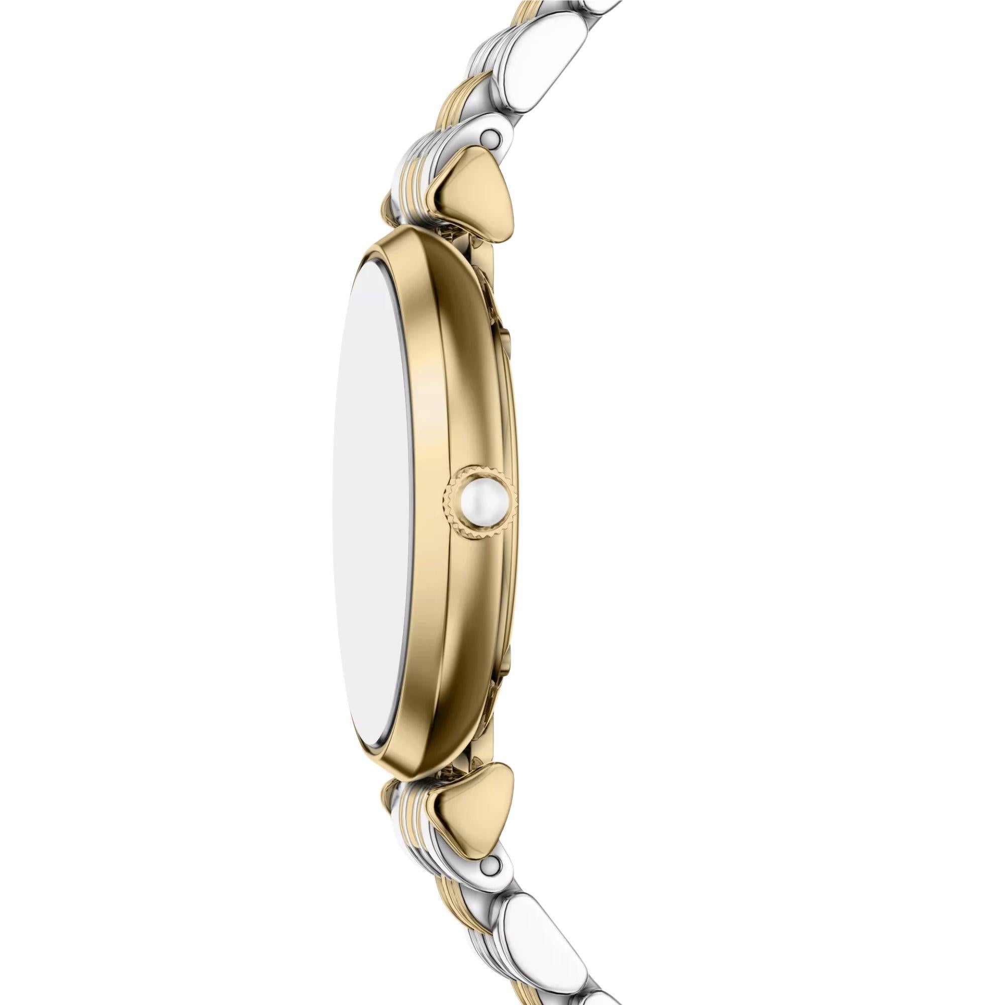 Emporio Armani Gianni T-Bar 32mm White Mother of Pearl Dial Steel Quartz Watch Set AR80086SET