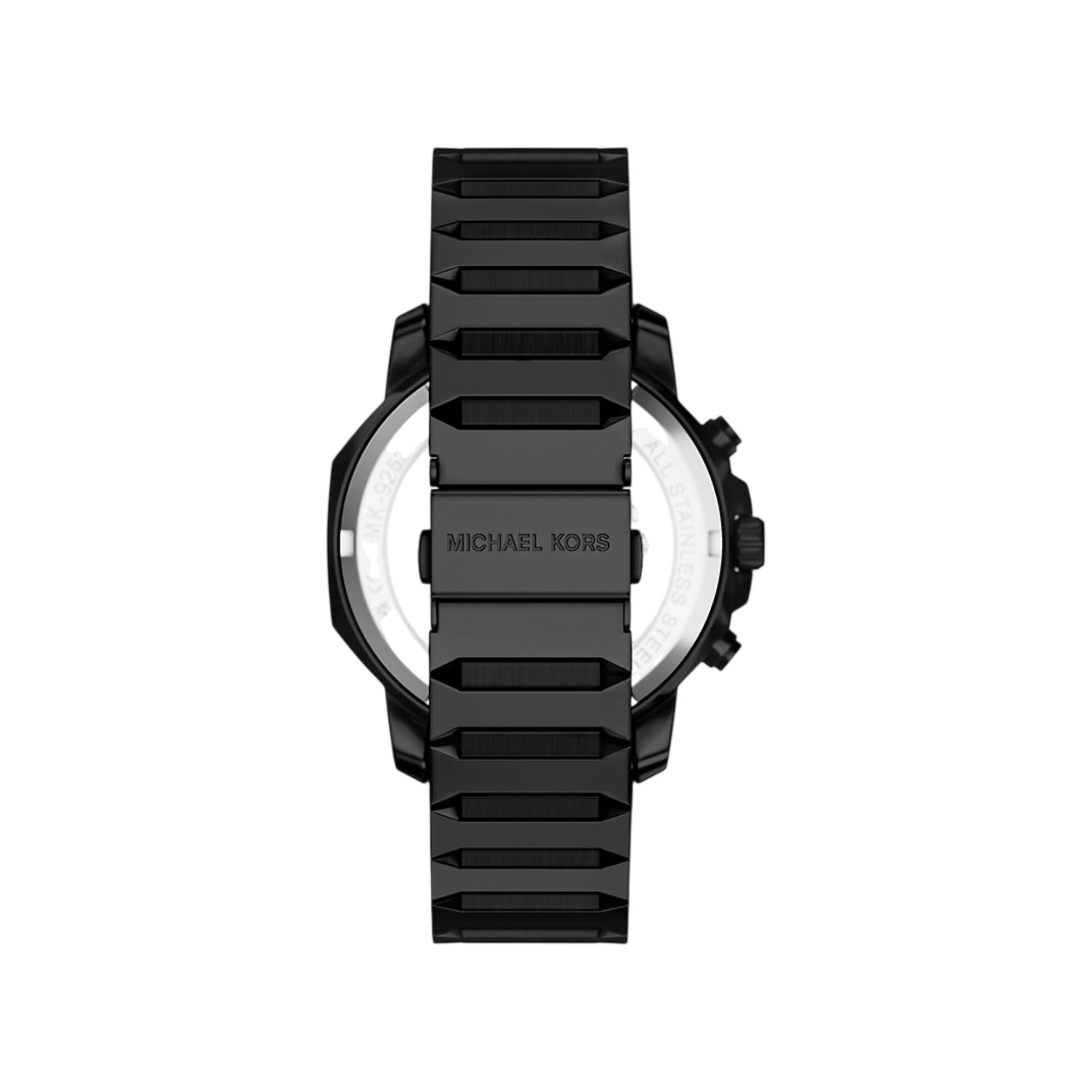 Michael Kors Oversized Prescott Chronograph Black Dial Steel Strap Men's Watch MK9252
