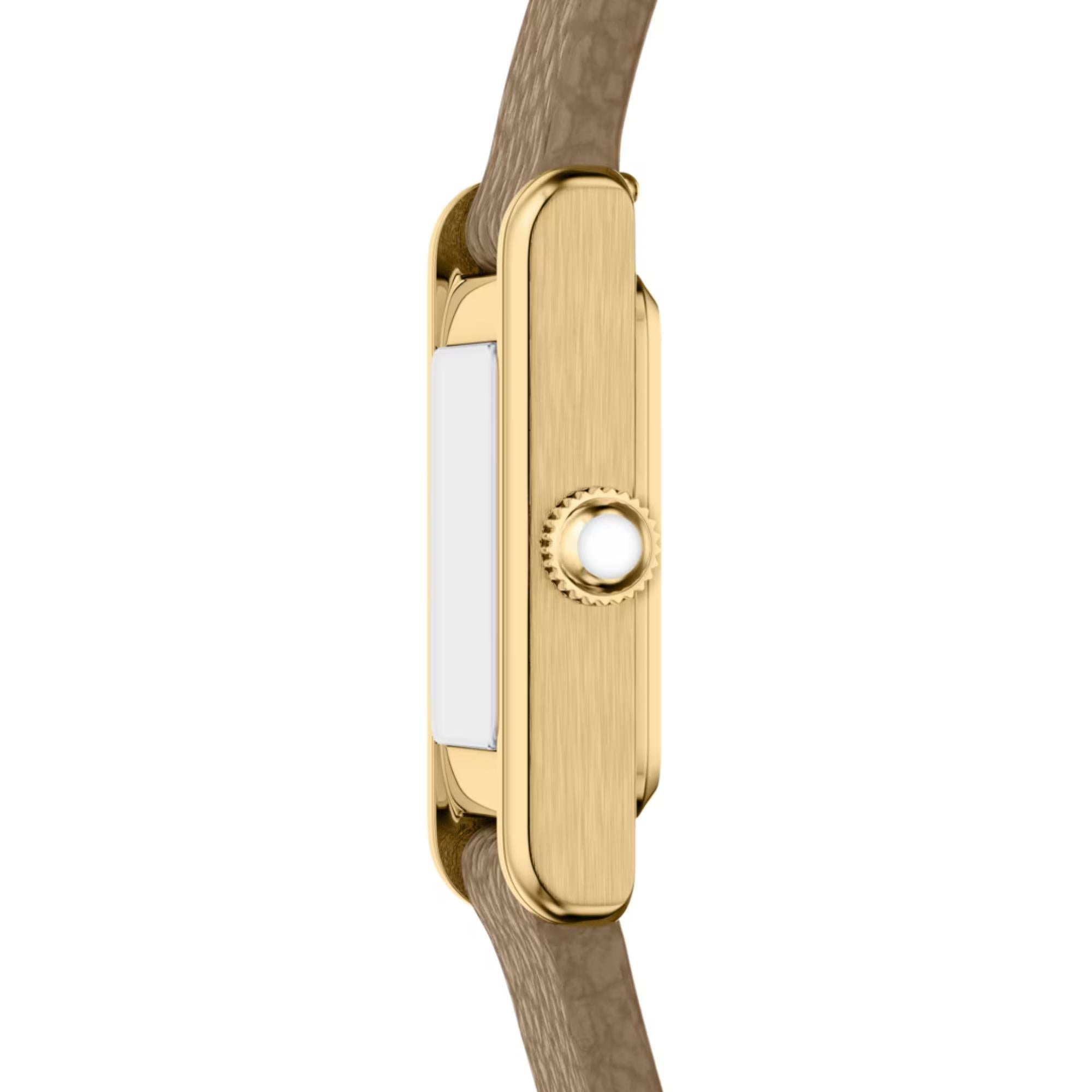 Emporio Armani White Mother of Pearl Dial Leather Strap Women's Watch AR11765