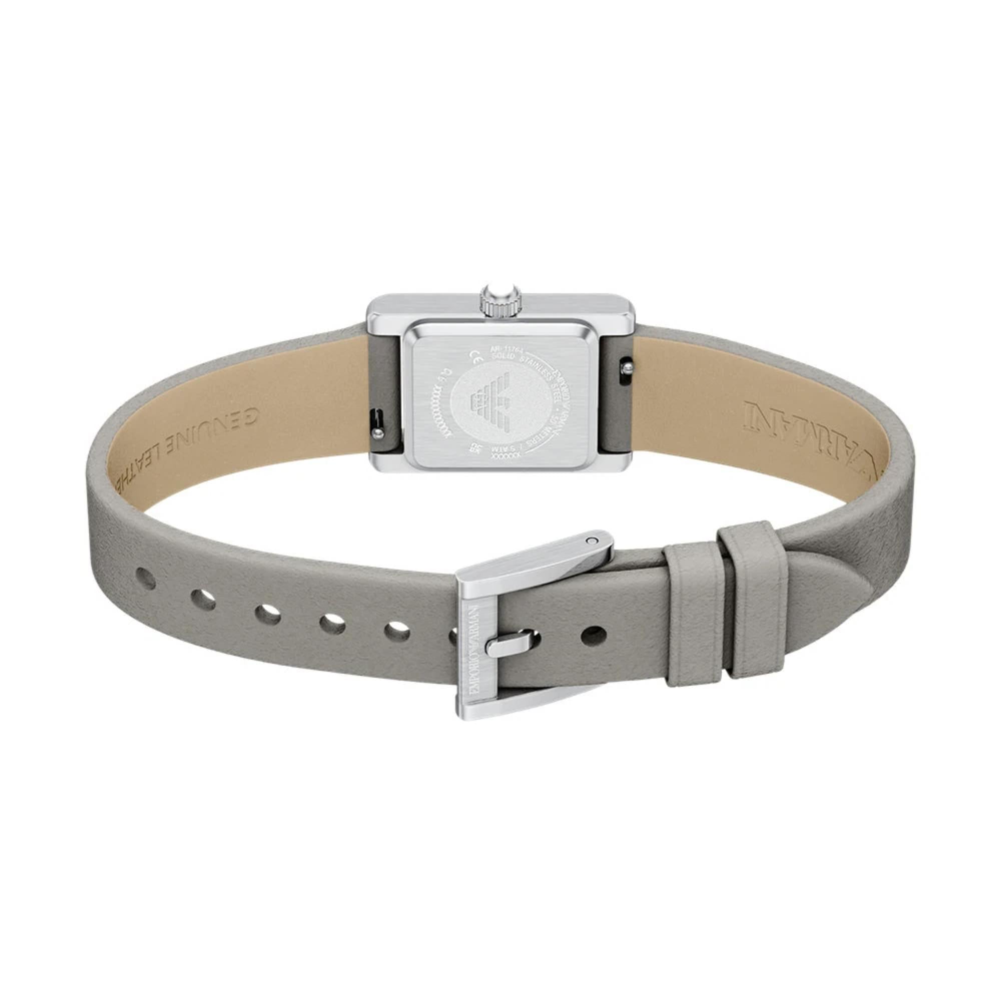 Emporio Armani Genni 19mm White Mother of Pearl Dial Leather Ladies Quartz Watch AR11764