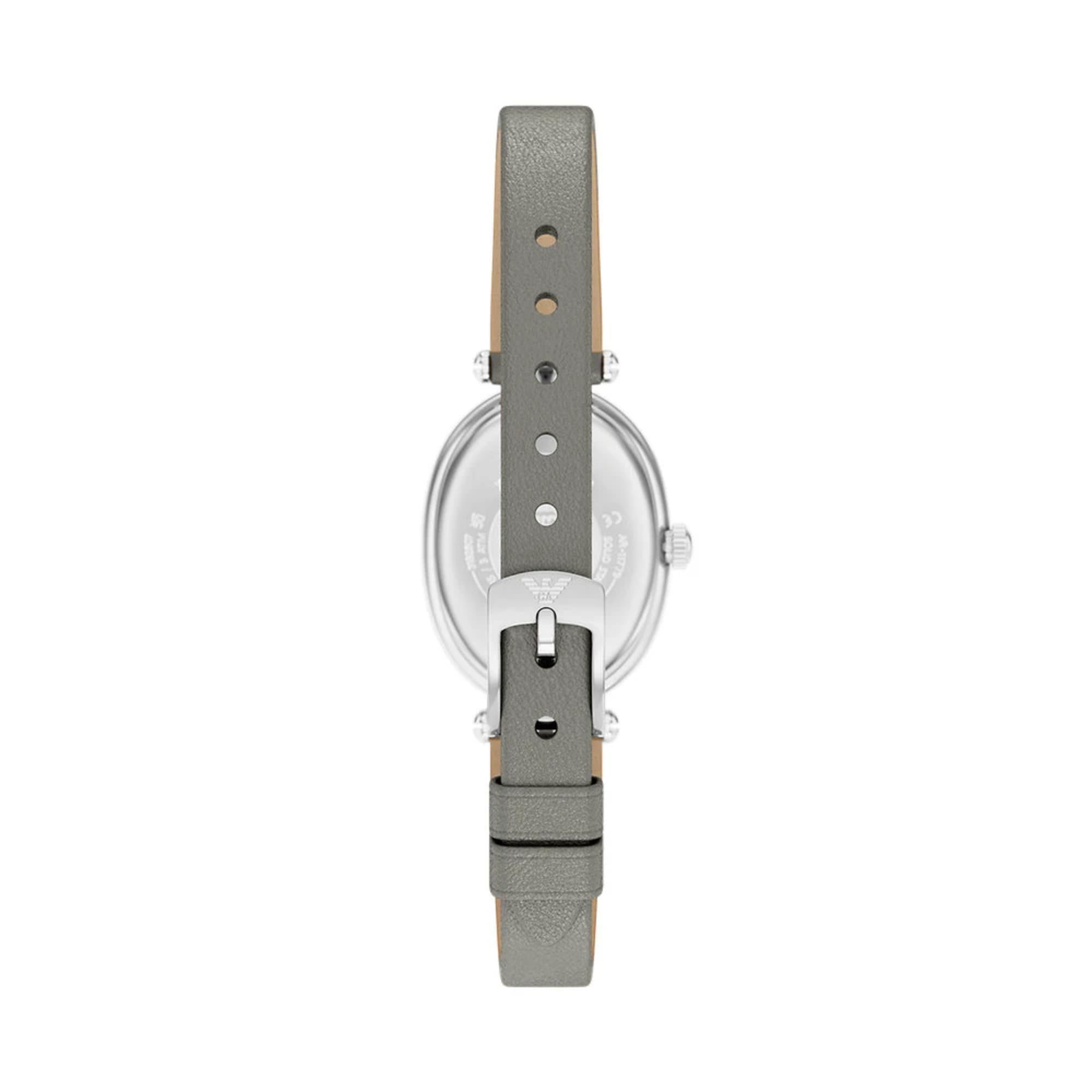 Emporio Armani White Mother of Pearl Dial Leather Strap Women's Watch AR11779