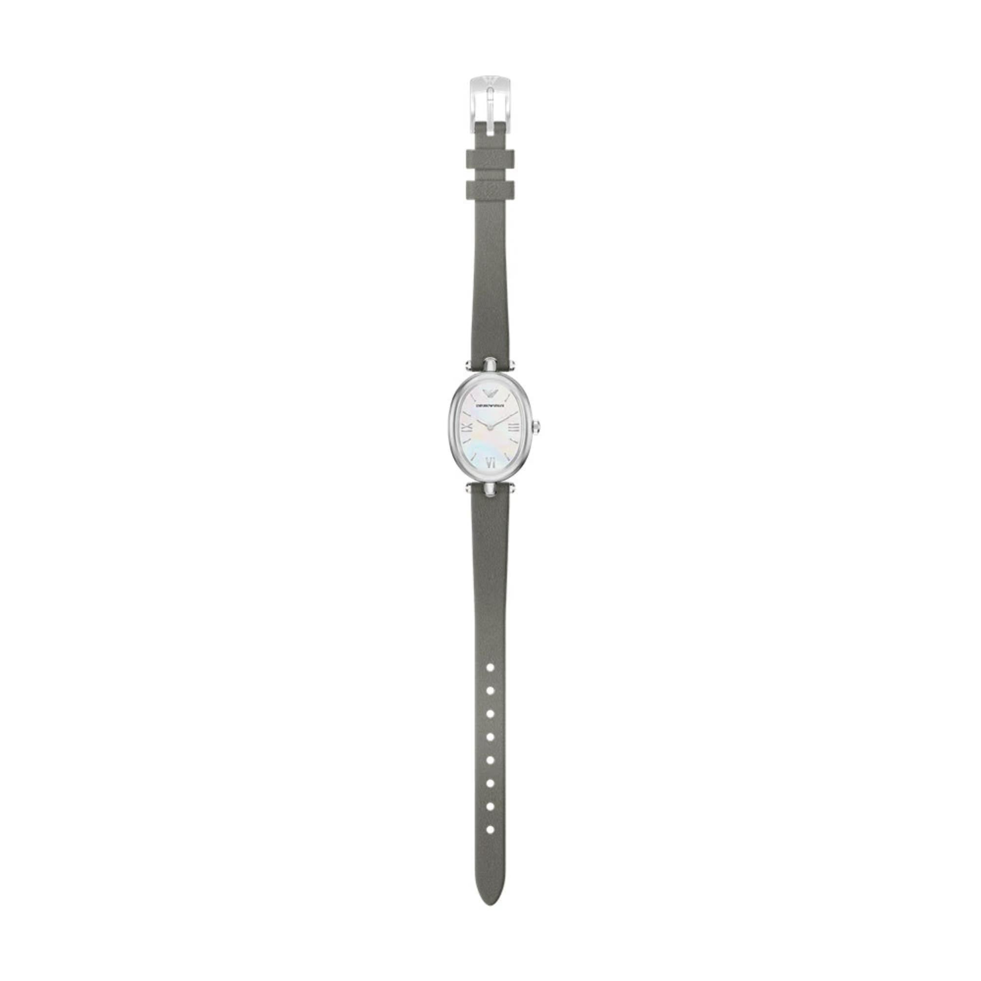 Emporio Armani White Mother of Pearl Dial Leather Strap Women's Watch AR11779