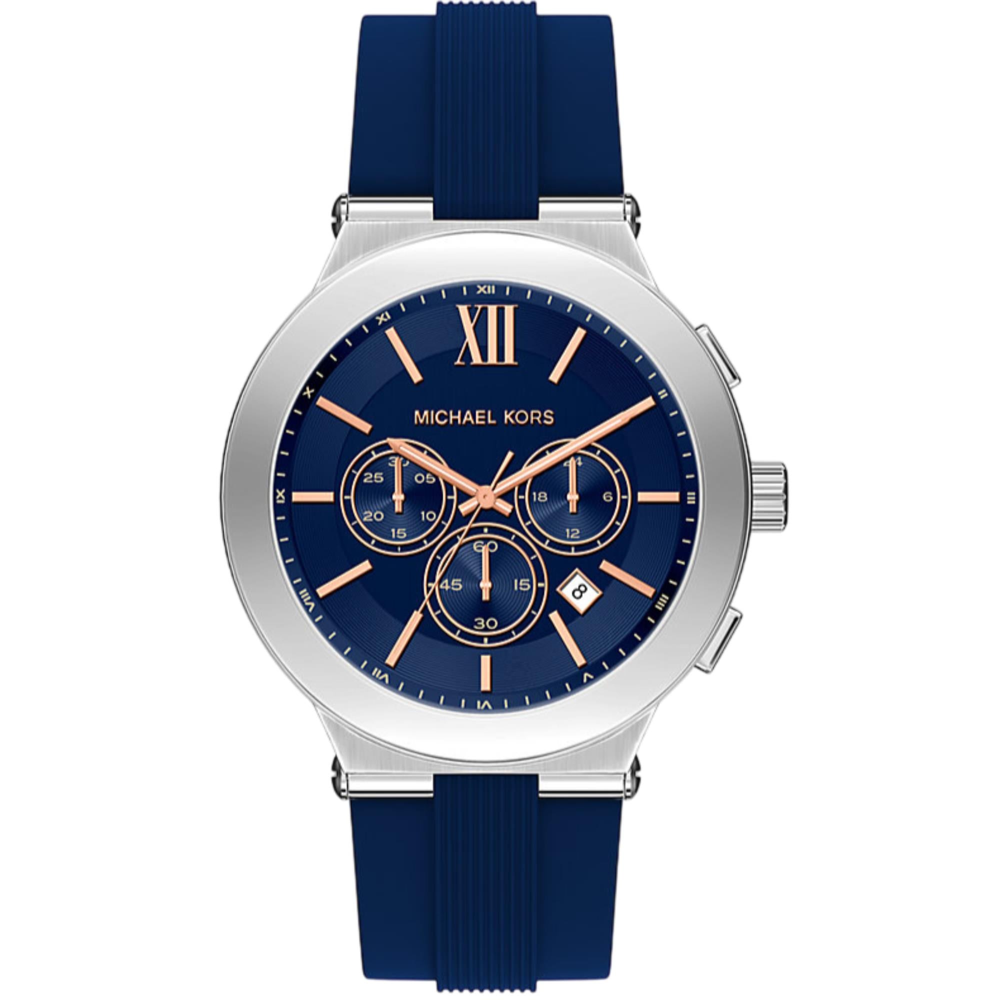 Michael Kors Oversized Billie Chronograph Blue Dial Silicone Strap Men's Watch MK9254
