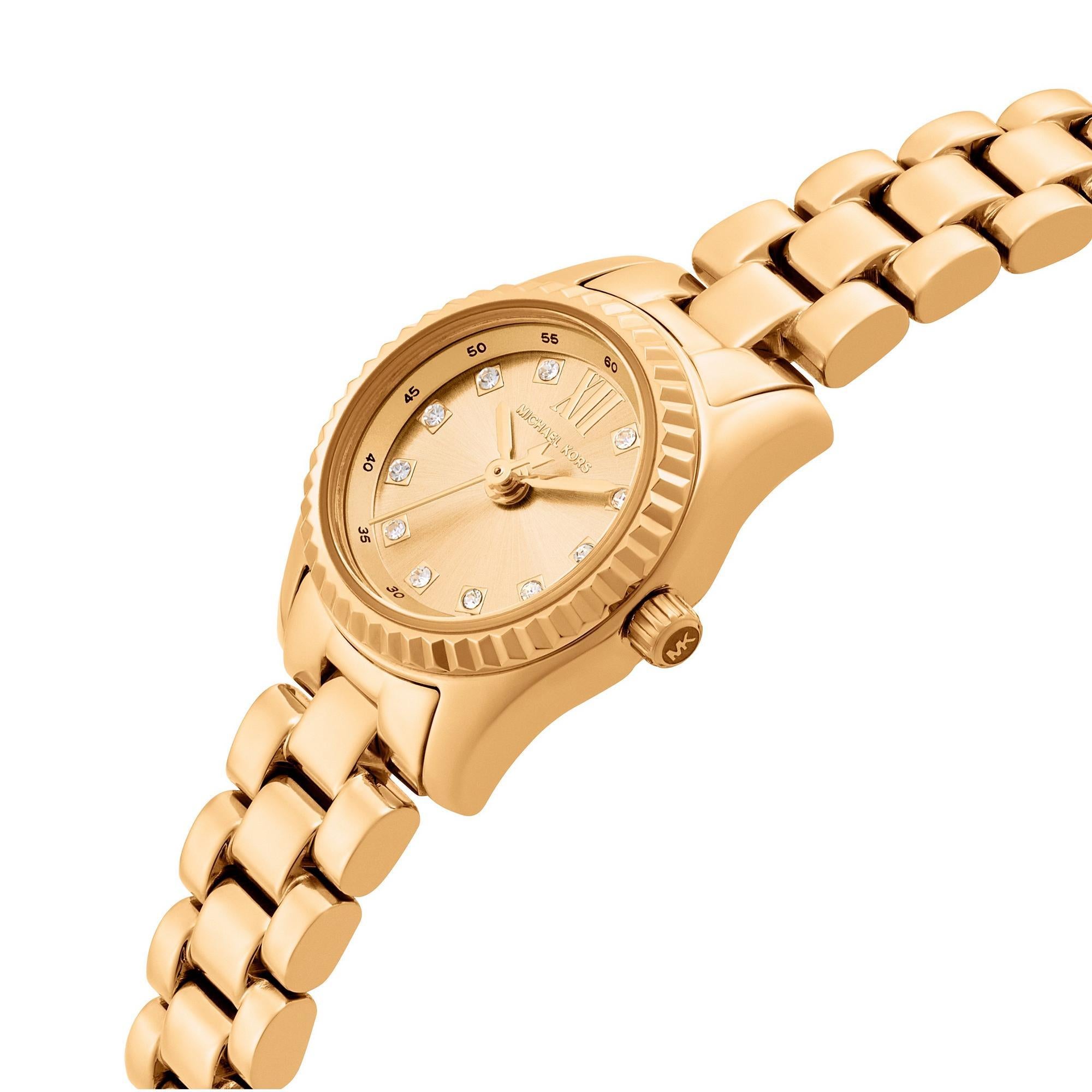 Michael Kors Lexinfton Quartz Gold Dial Steel Strap Women's Watch MK4862
