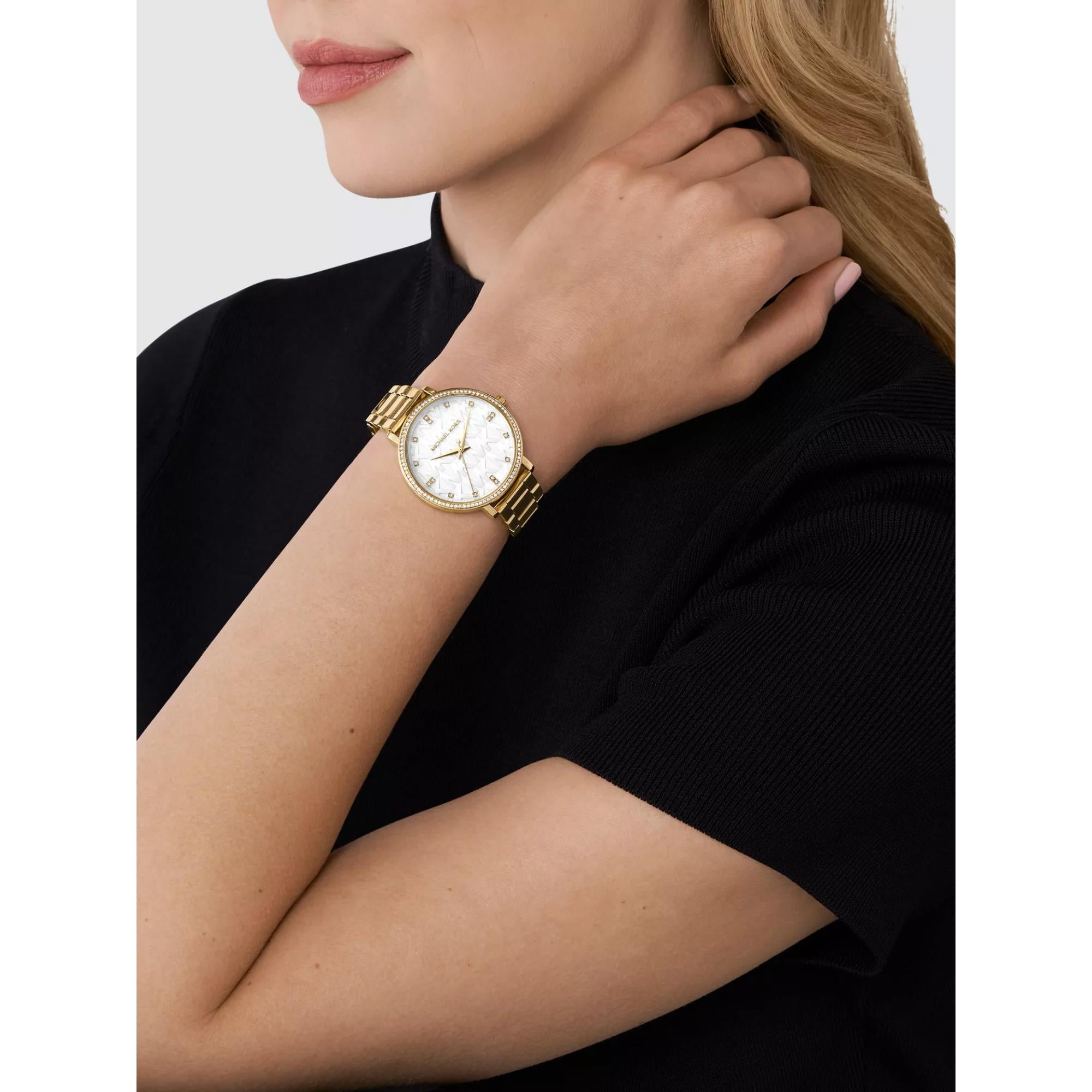 Michael Kors Pyper 38mm White Dial Steel Ladies Quartz Watch MK4919