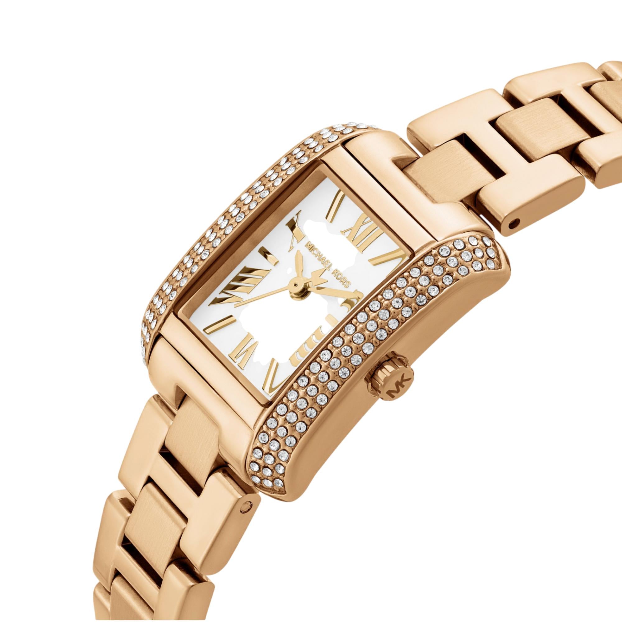 Michael Kors Mini Emery Quartz White Mother of Pearl Dial Steel Strap Women's Watch MK4867