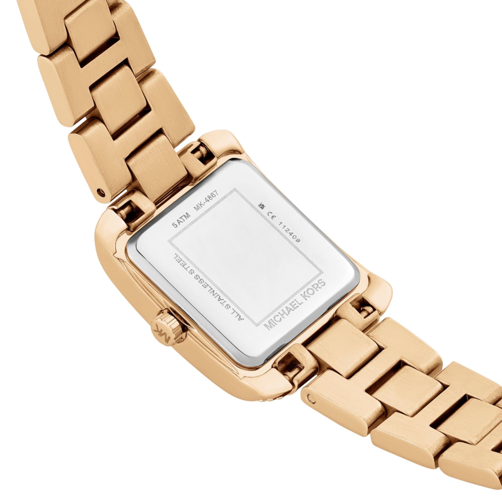 Michael Kors Mini Emery Quartz White Mother of Pearl Dial Steel Strap Women's Watch MK4867