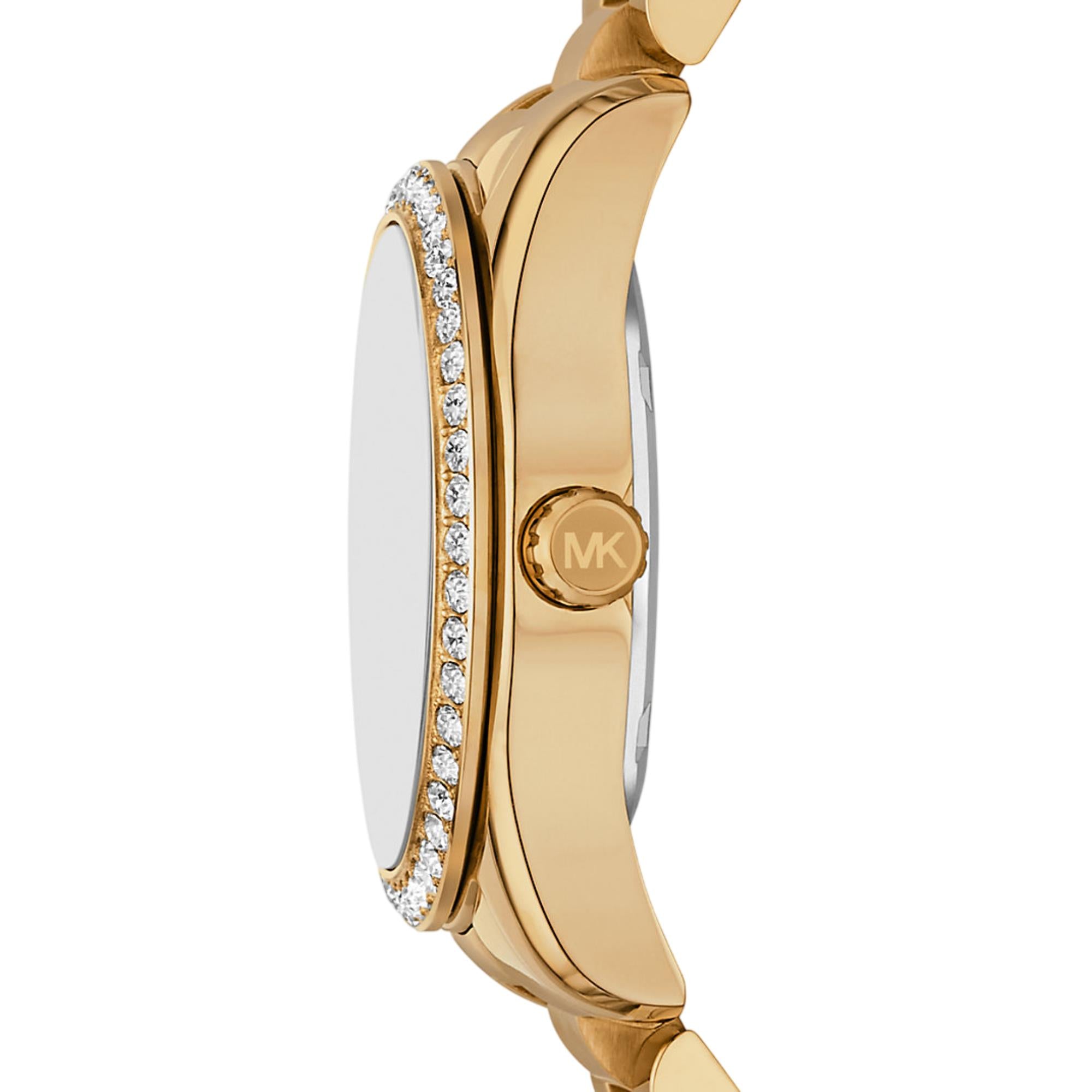 Michael Kors Mini Lexington Pave Emerald Green Dial Steel Strap Women's Watch MK4924