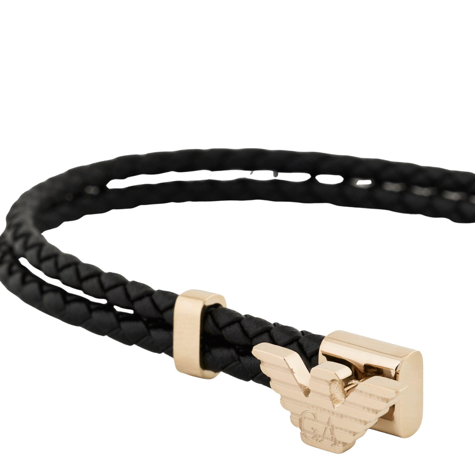 Emporio Armani Gold-Tone Leather ID Men's Bracelet EGS3321710