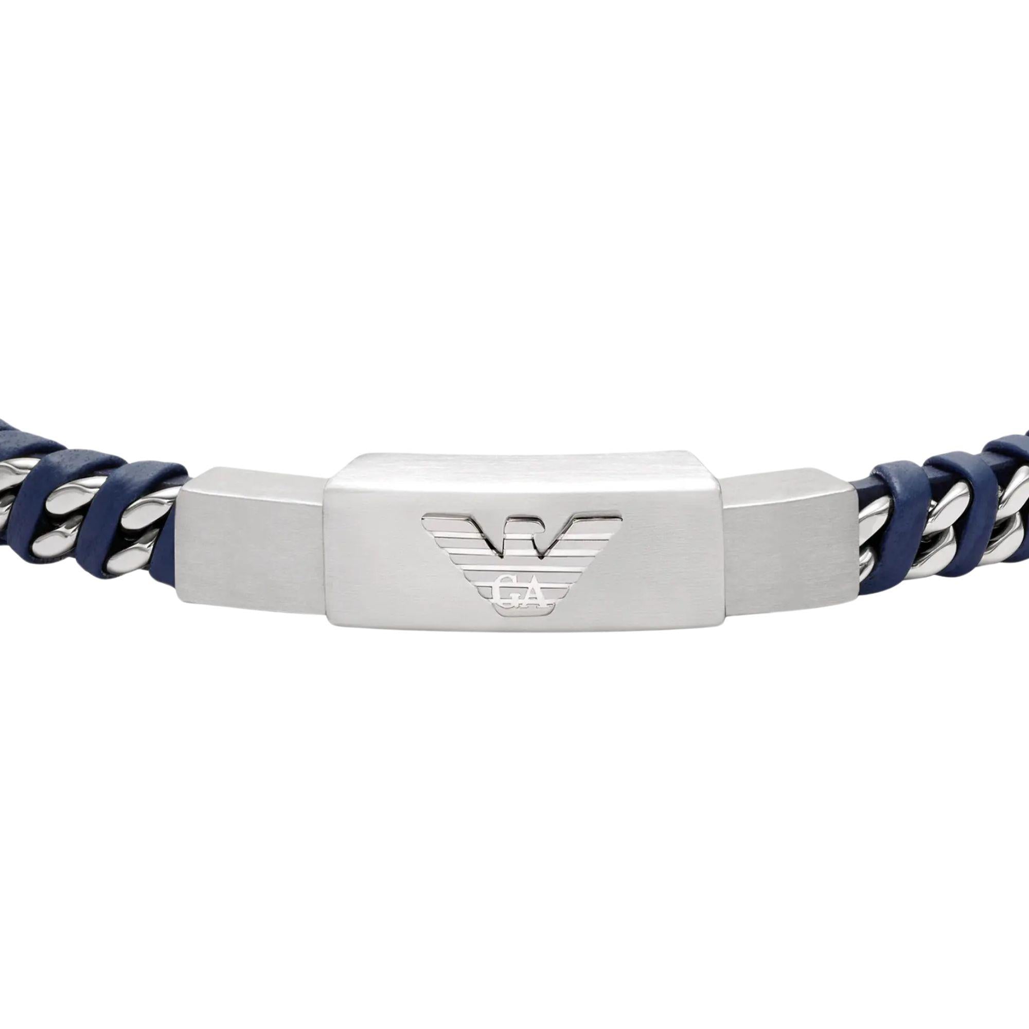 Emporio Armani Stainless Steel Leather ID Men's Bracelet EGS3319040