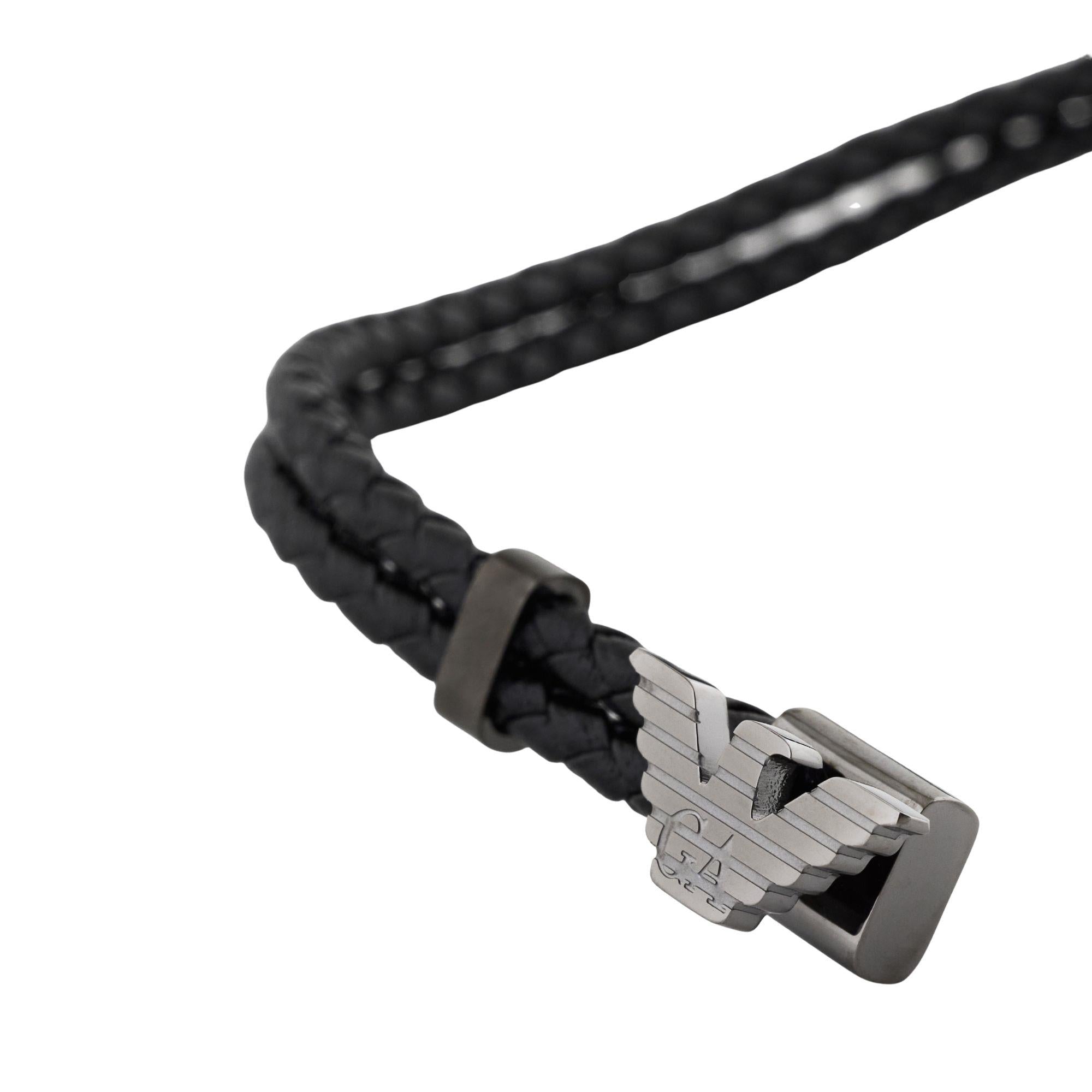 Emporio Armani Gunmetal Leather ID Men's Bracelet EGS3322060