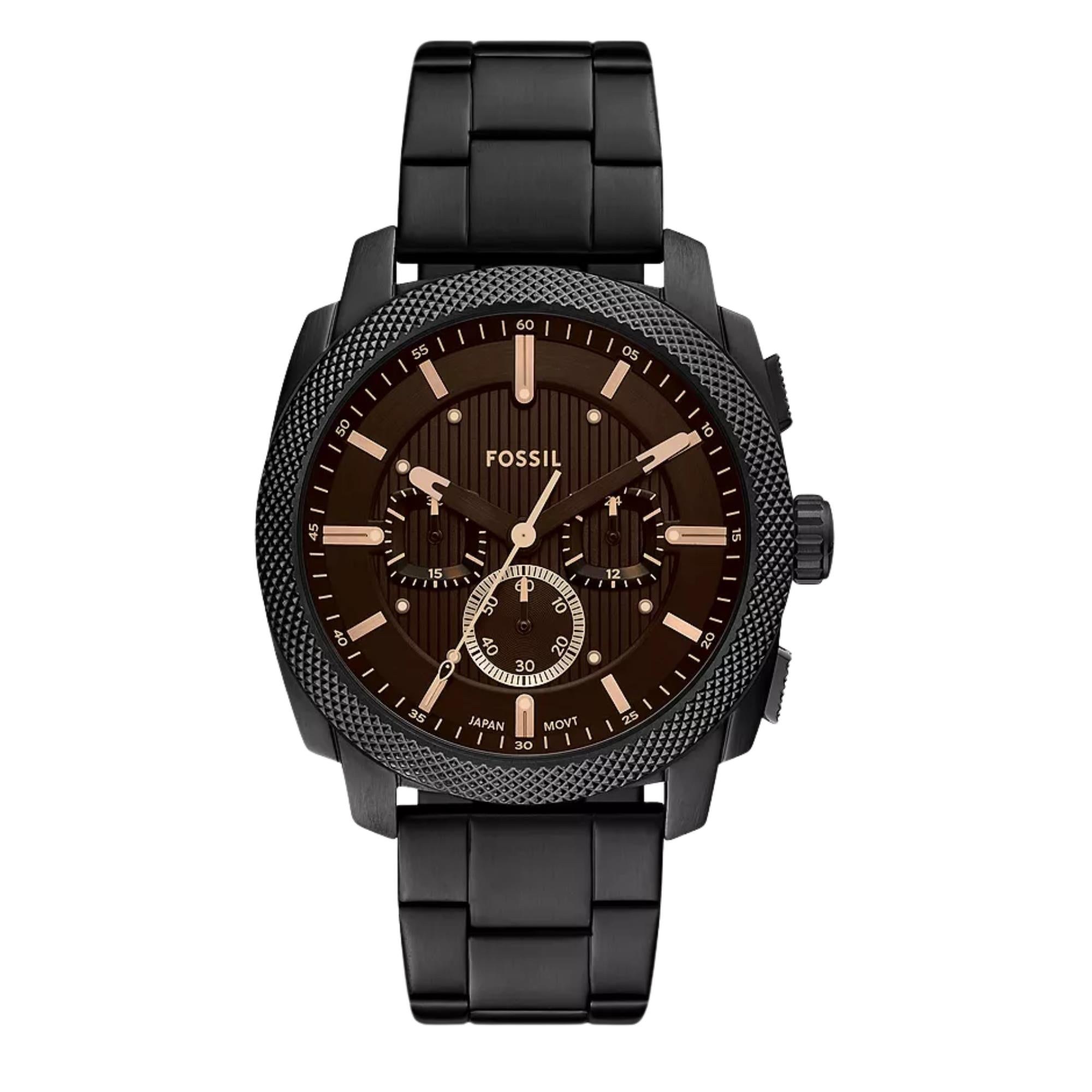 Fossil Machine 44mm Chronograph Black Dial Steel Mens Quartz Watch FS6097