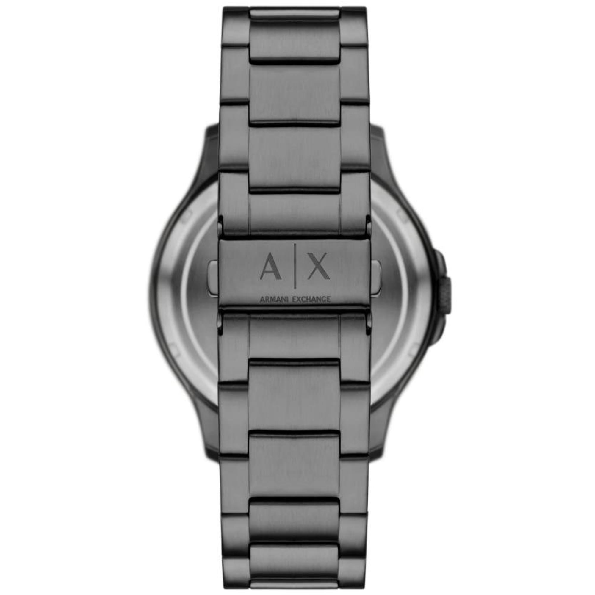 Armani Exchange Hampton 46mm Skeleton Black Dial Steel Mens Quartz Watch AX2458