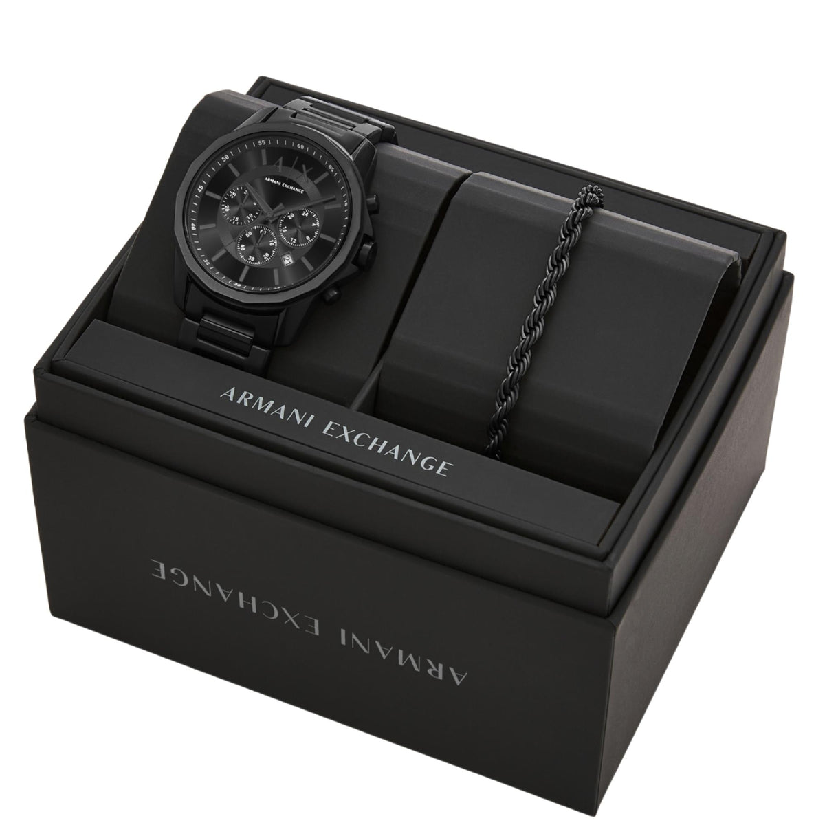 NWT Armani Exchange Banks Chronograph Quartz Black Dial Men\'s Watch Armani Exchange Banks 44mm Chronograph Black Dial Steel Mens  main image 2