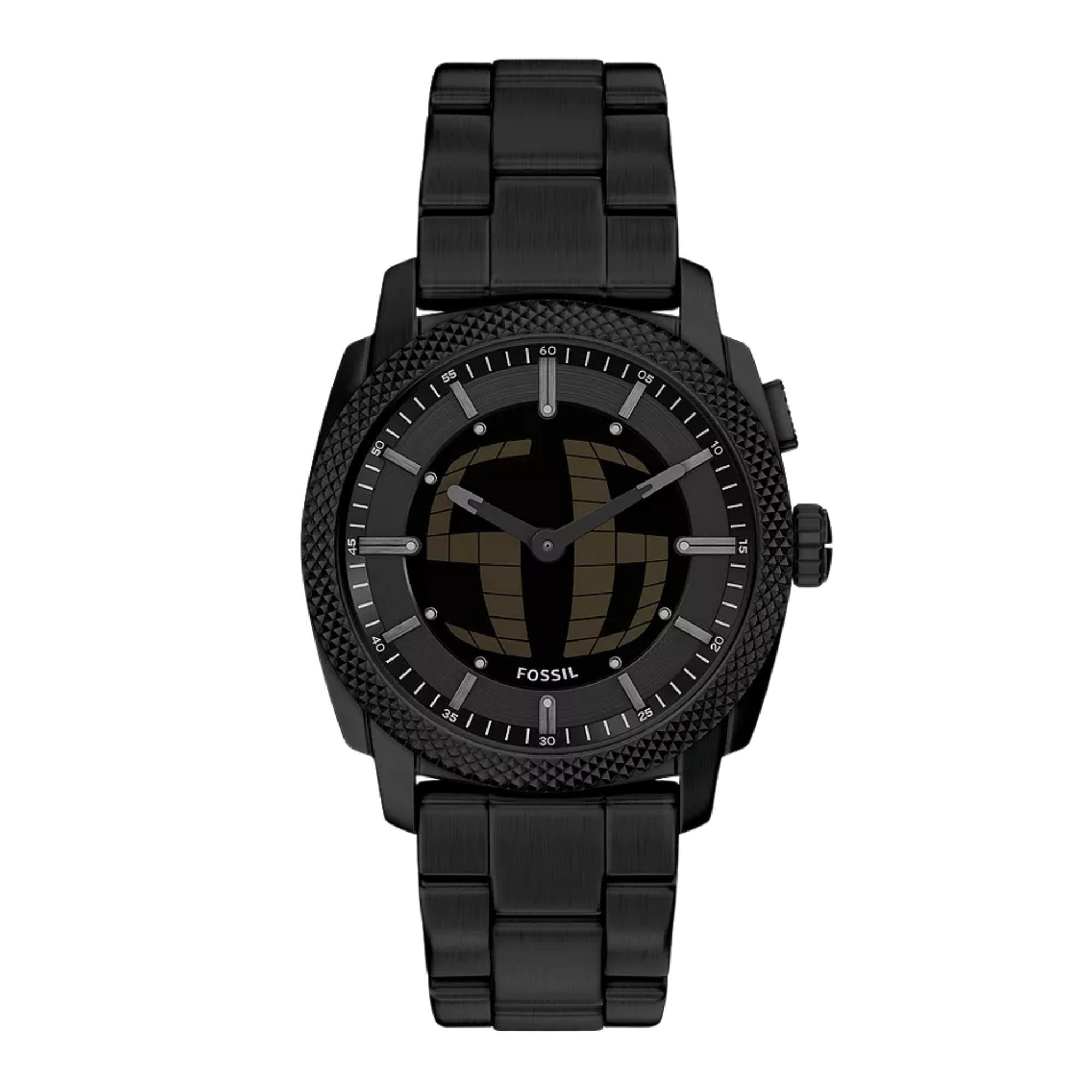 Fossil Machine Big Tic Digi-AnalogueBlack Dial Steel Strap Men's Watch FS6156