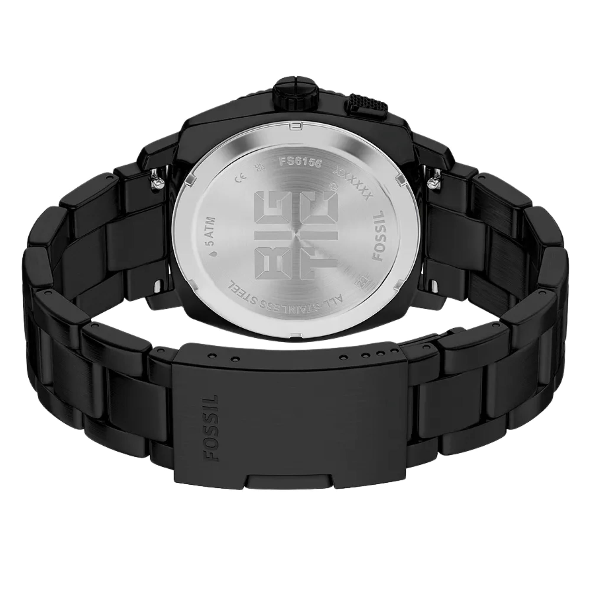 Fossil Machine Big Tic Digi-AnalogueBlack Dial Steel Strap Men's Watch FS6156