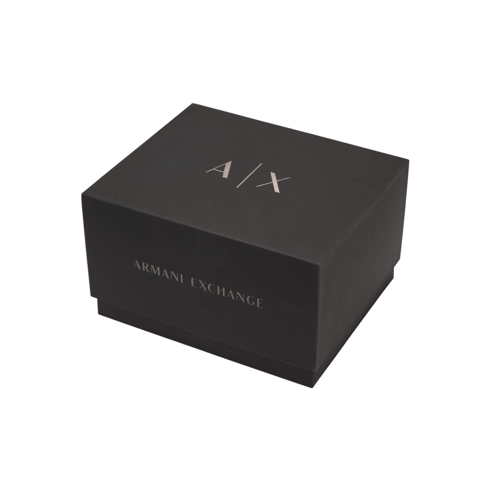 Armani Exchange Cayde 42mm Gold Dial Steel Mens Quartz Watch and Bracelet AX7144SET