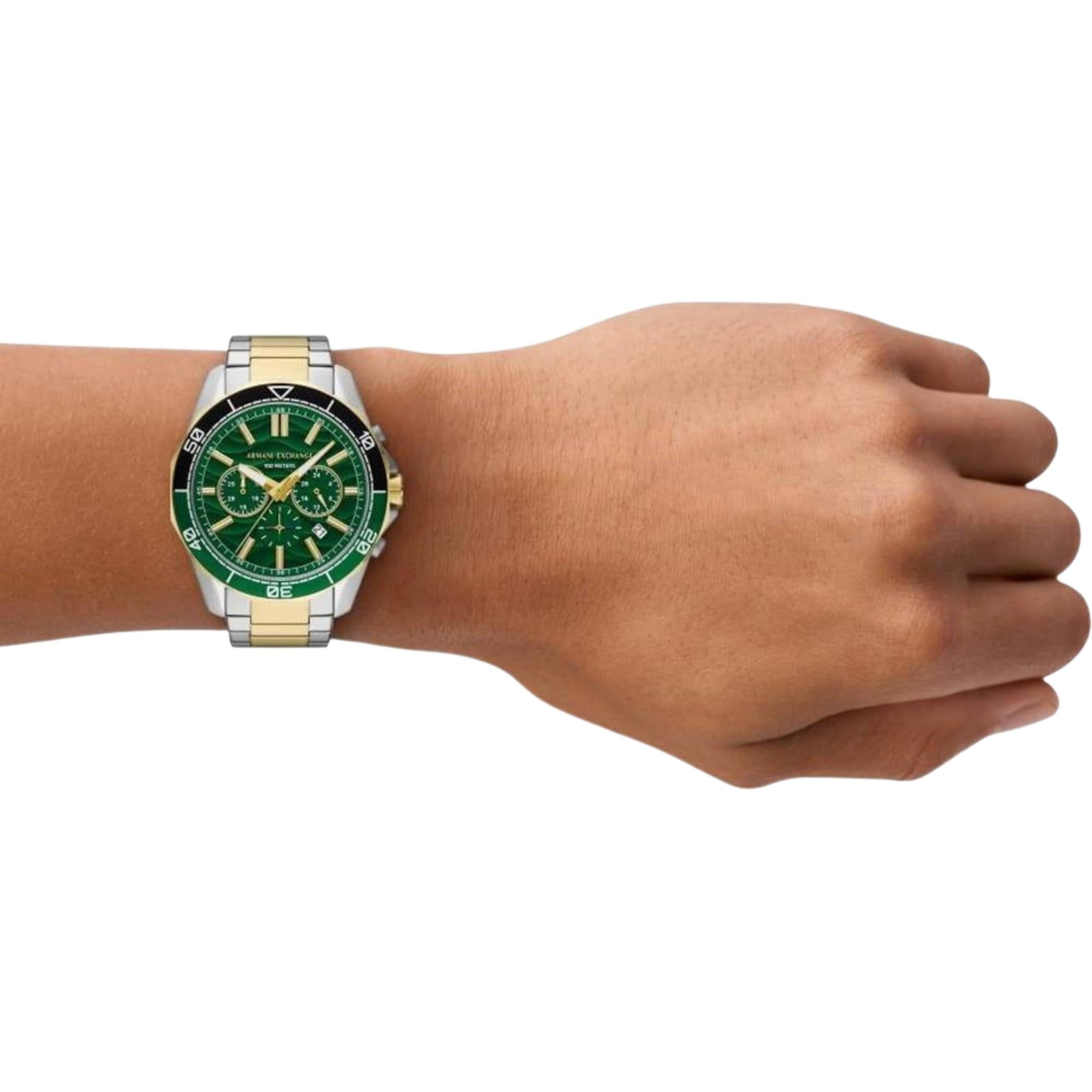 Armani Exchange Spencer Quartz Chronograph Green Dial Steel Strap Men's Watch AX1966