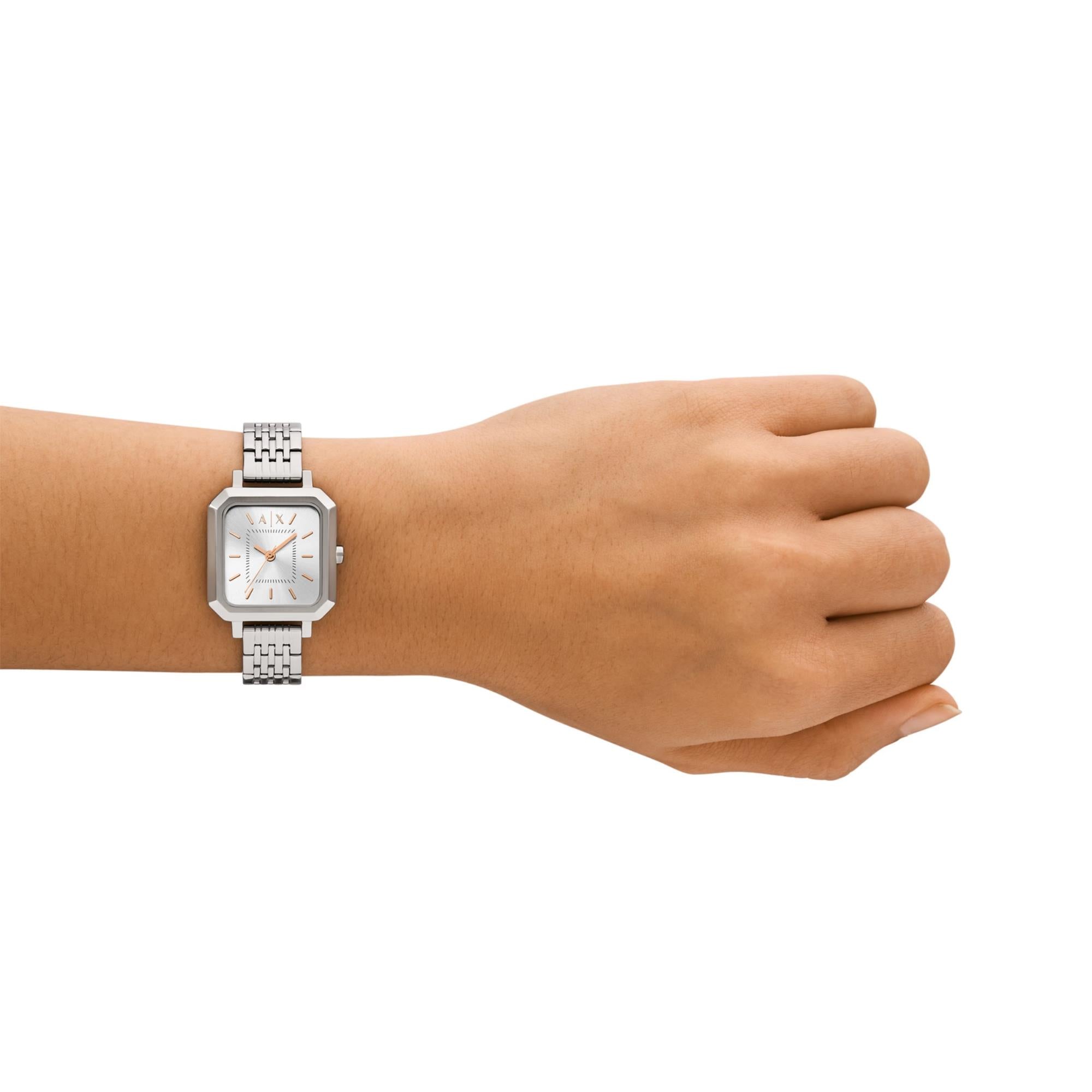 Armani Exchange Leila 27mm Silver Dial Steel Ladies Quartz Watch AX5724