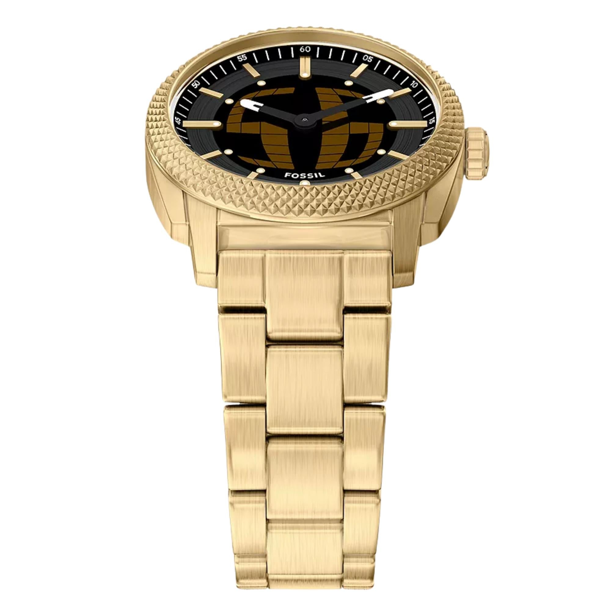 Fossil Machine Big Tic Digi-Analogue Black Dial Steel Strap Men's Watch FS6157