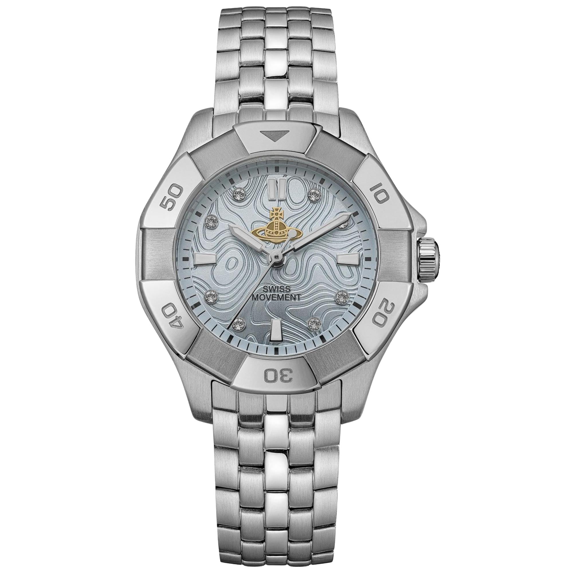 Vivienne Westwood The Brompton Blue Dial Steel Strap Women's Watch VV341LBLSL