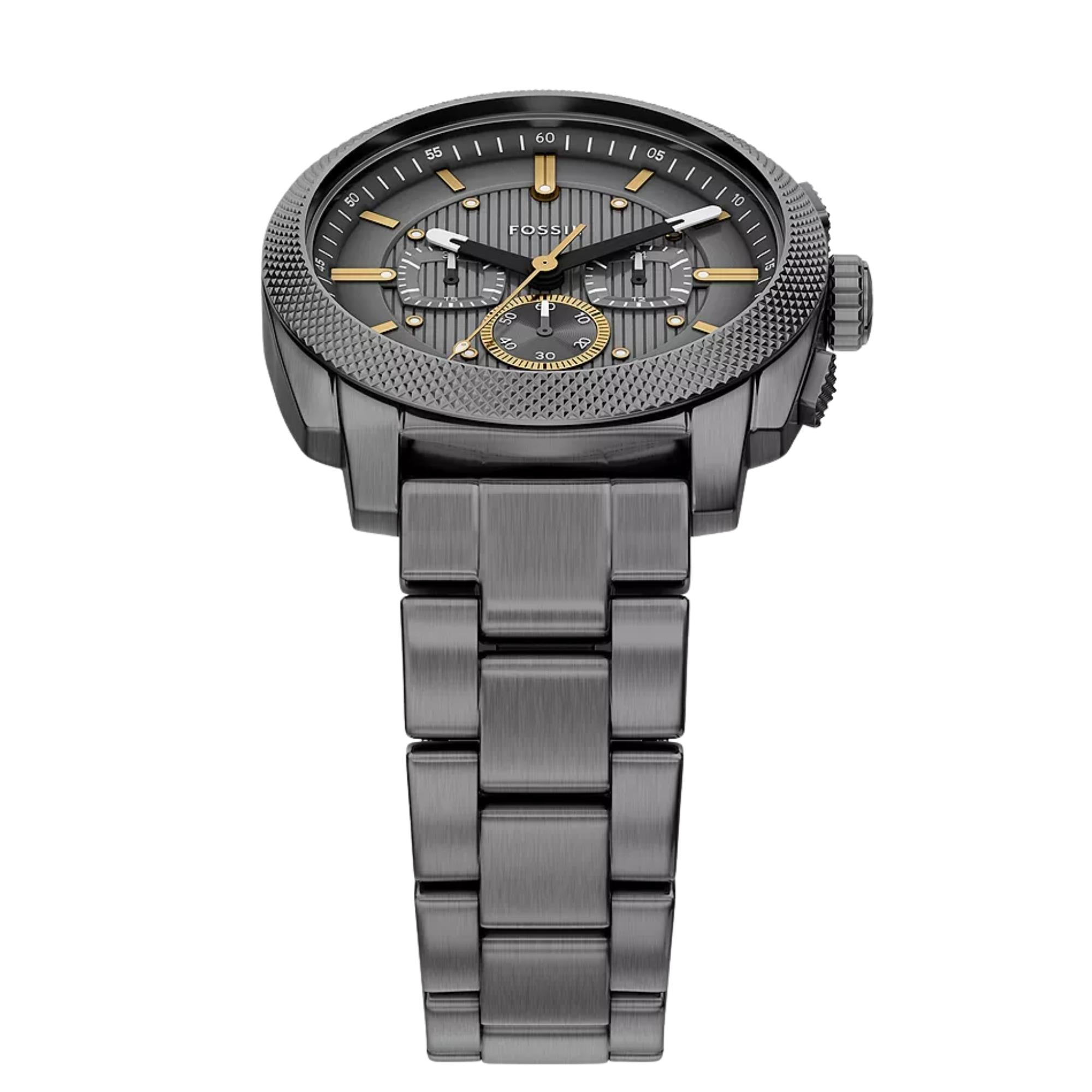 Fossil Machine Chronograph Grey Dial Steel Strap Men's Watch FS6160