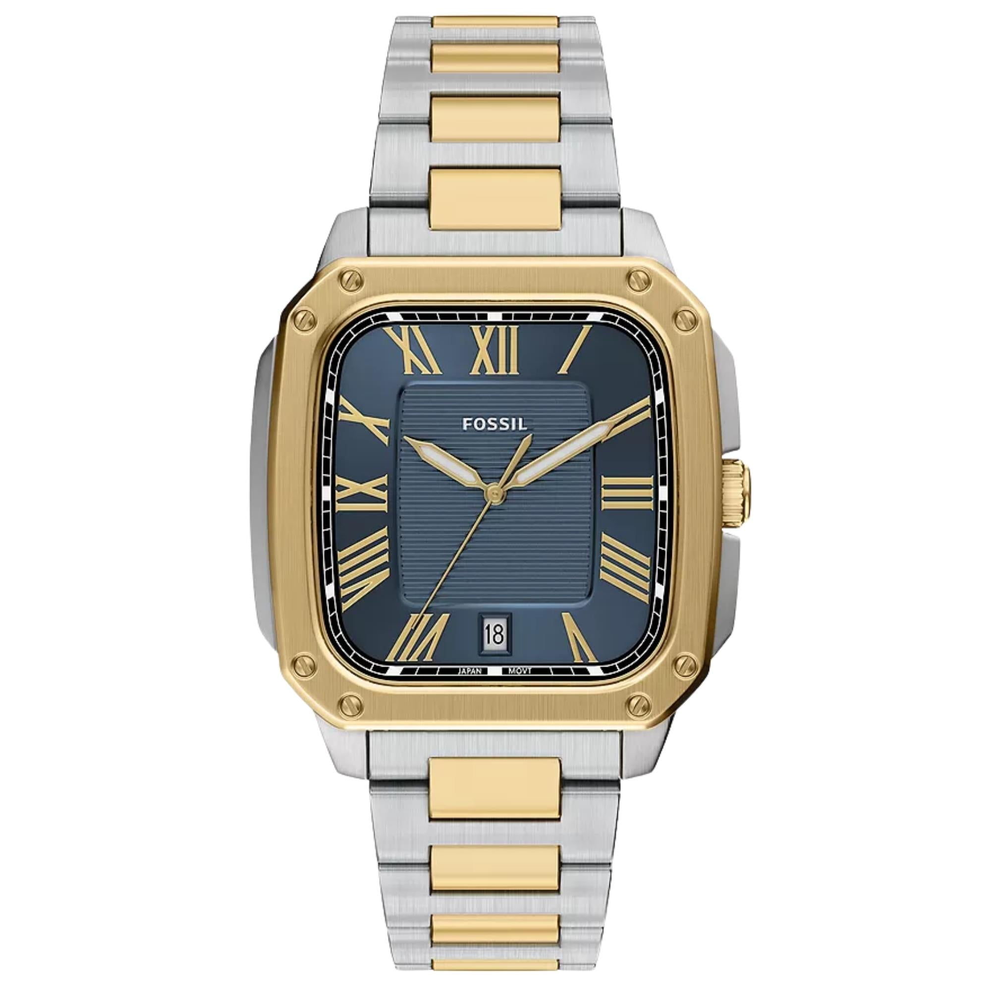 Fossil Crosby Quartz Blue Dial Steel Strap Men's Watch FS6161