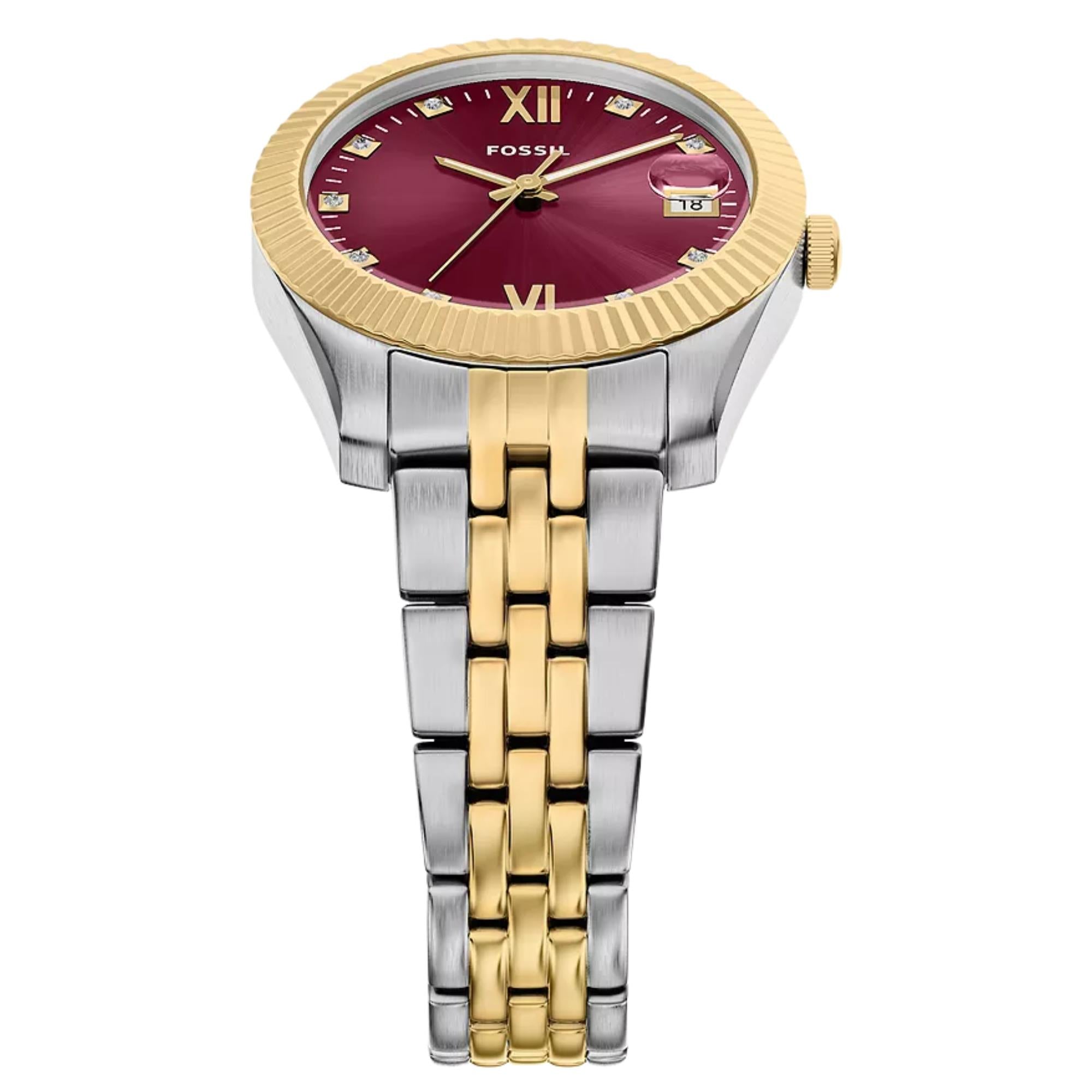 Fossil Scarlette Quartz Pink Dial Steel Strap Women's Watch ES5461