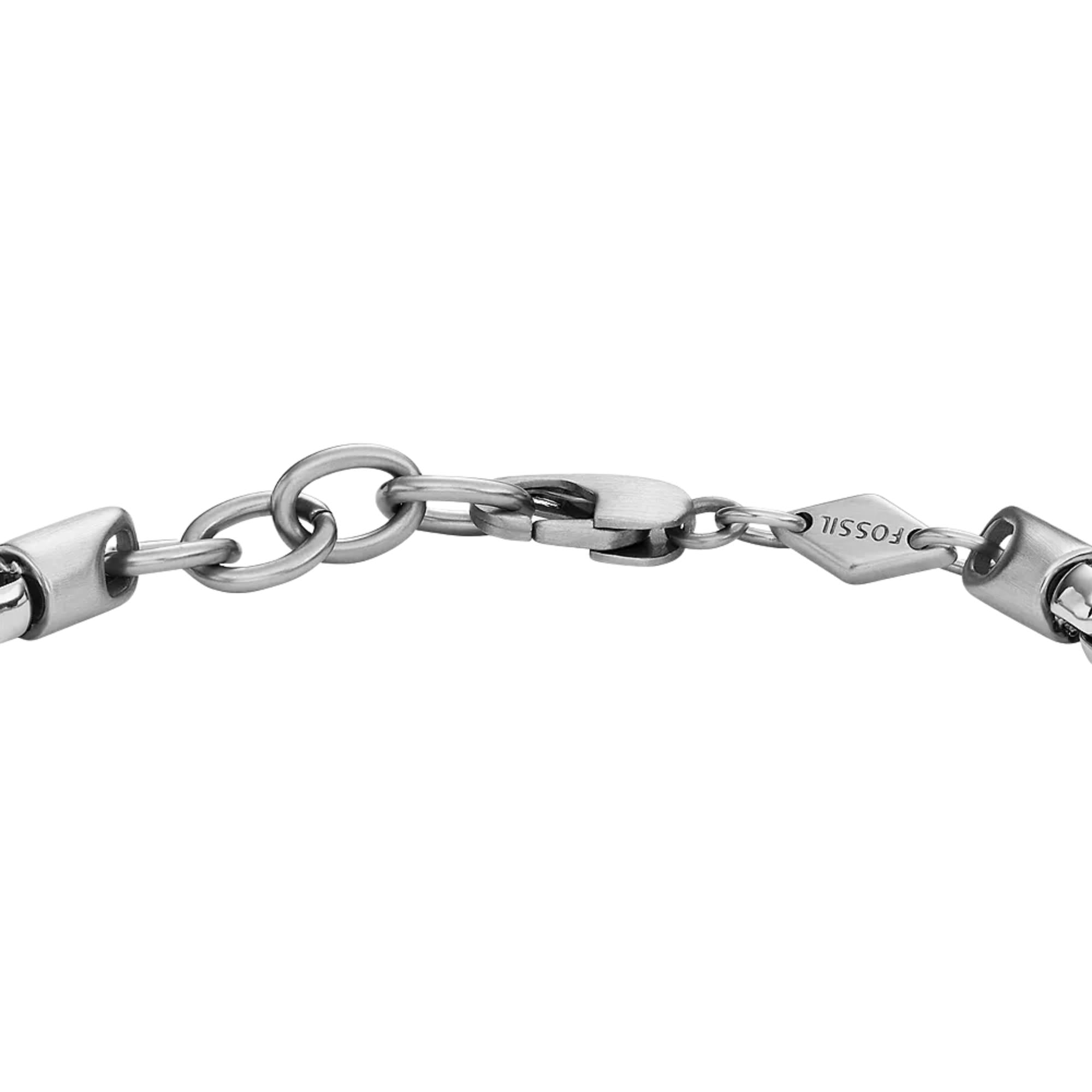 Fossil Machine Knurled Texture Two-Tone Stainless Steel Chain Men's Bracelet JF04138998