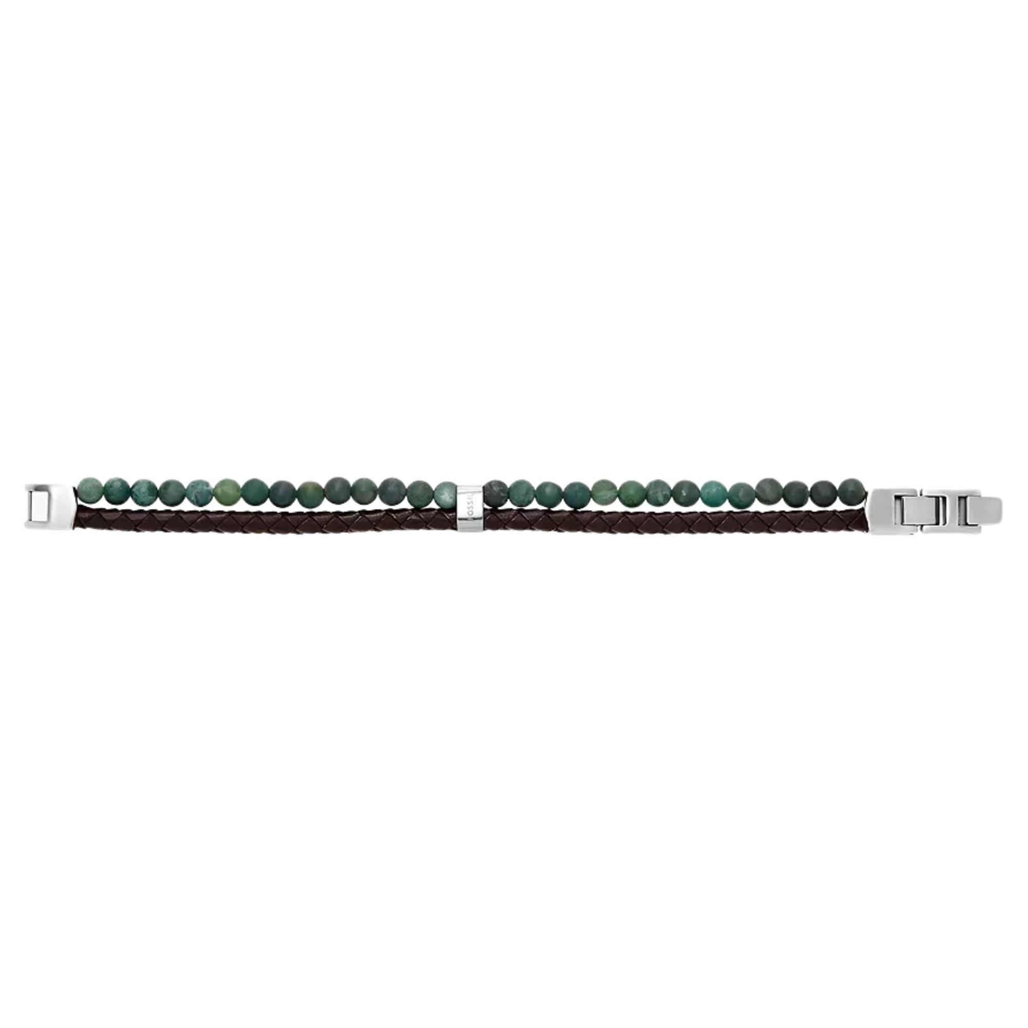 Fossil Townsman Townsman Beads Brown Leather Multi-Strand Men's Bracelet JF04854040