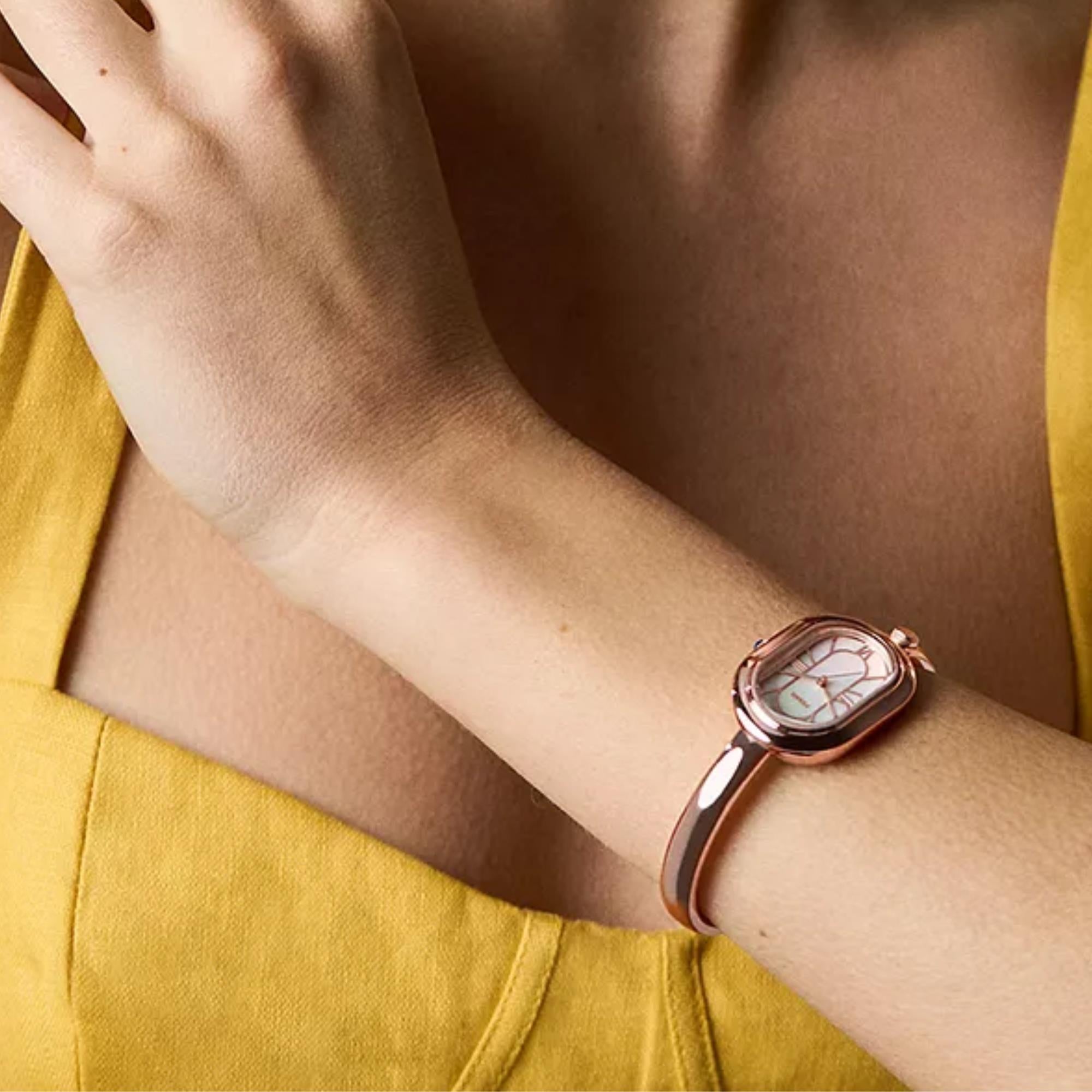 Fossil Sloan Quartz Mother of Pearl Dial Steel Strap Women's Bangle Watch ES5472