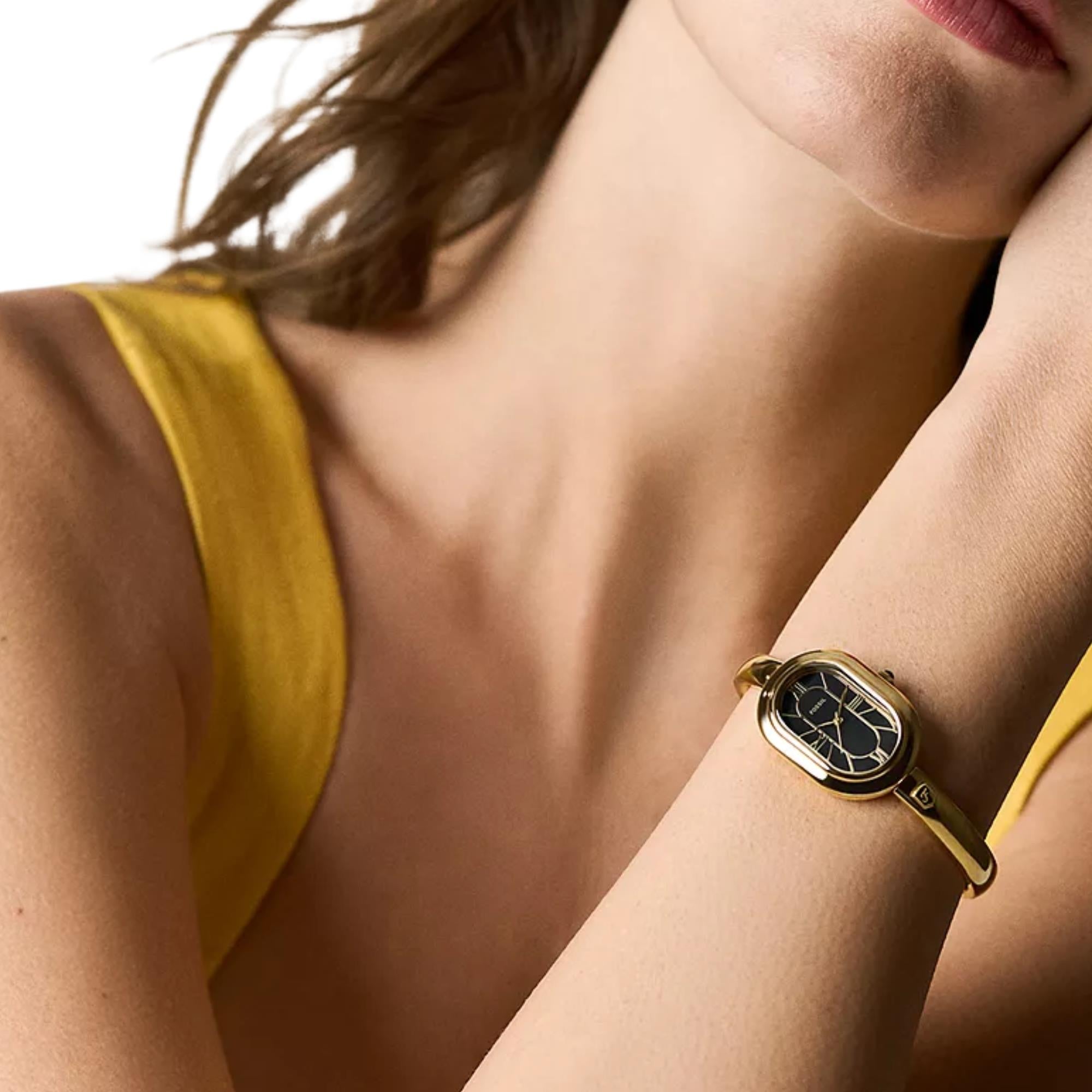 Fossil Sloan 24mm Black Dial Steel Ladies Quartz Watch ES5456