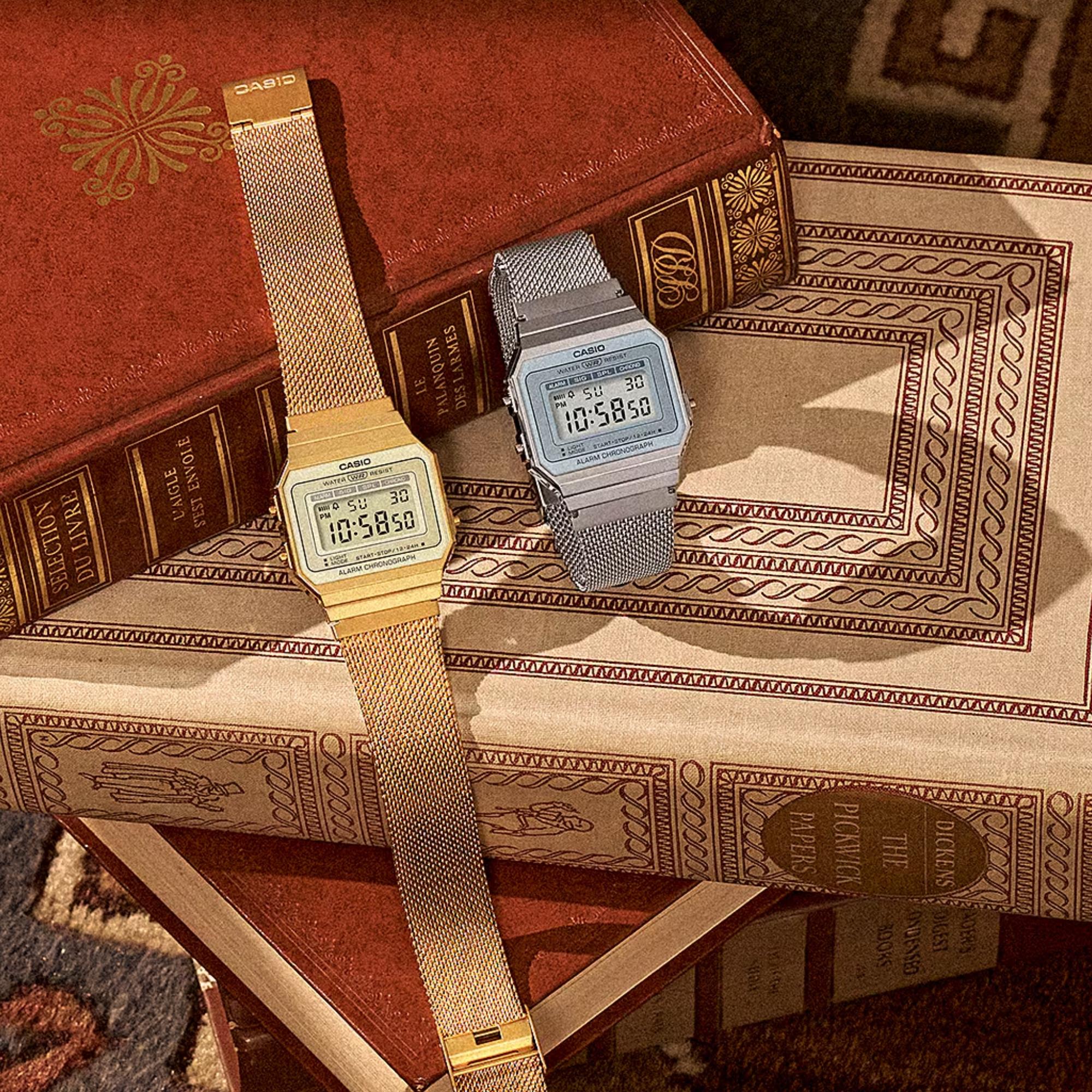 Casio Vintage Mini Quartz Digital Steel Strap Watch A700WEM-7AEF