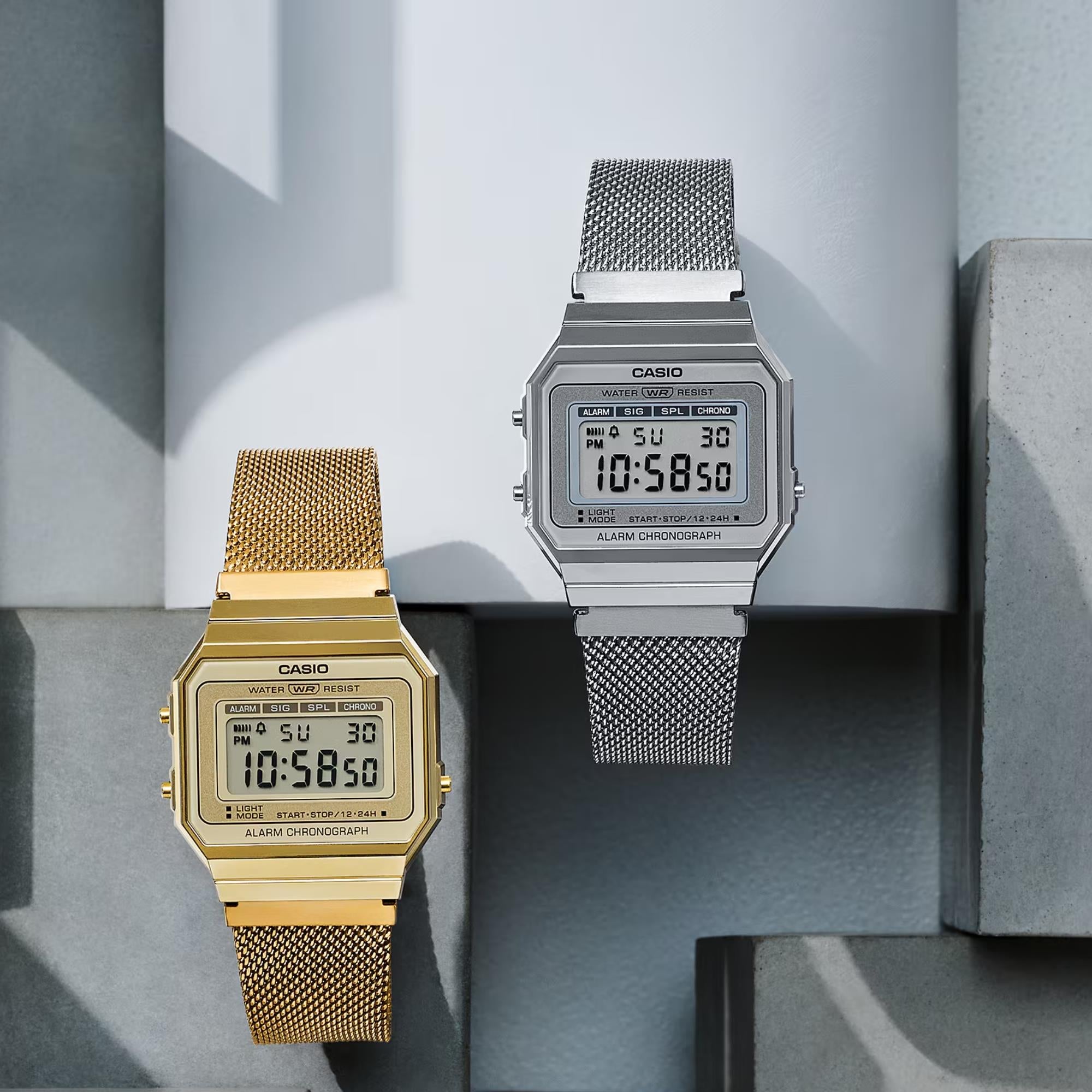 Casio Vintage Mini Quartz Digital Steel Strap Watch A700WEM-7AEF