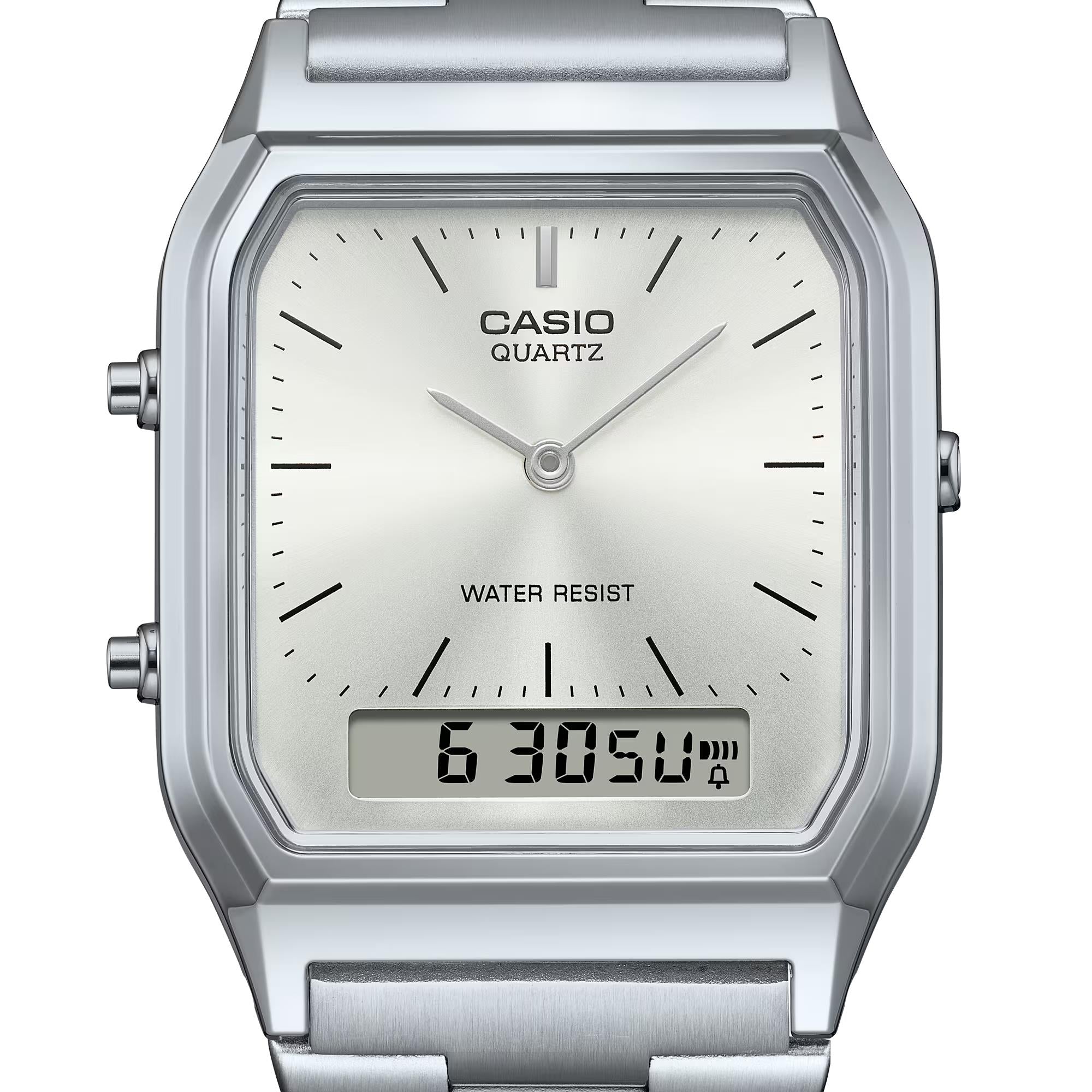 Casio Vintage Quartz Silver Dial Steel Strap Watch AQ-230A-7AMQYES