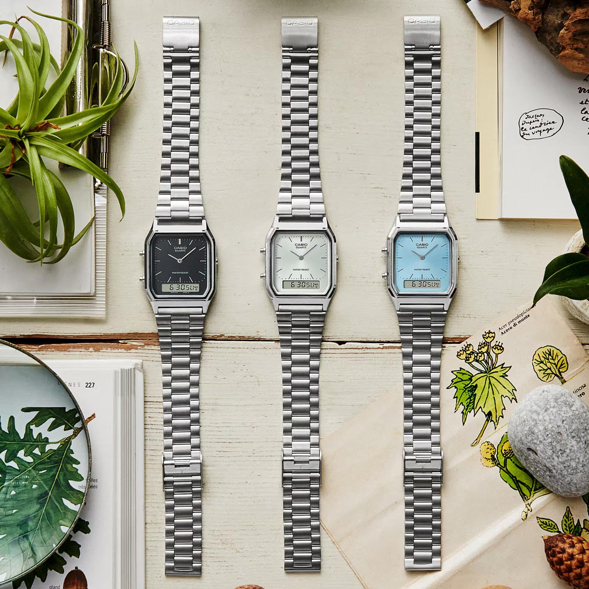 Casio Vintage Quartz Silver Dial Steel Strap Watch AQ-230A-7AMQYES