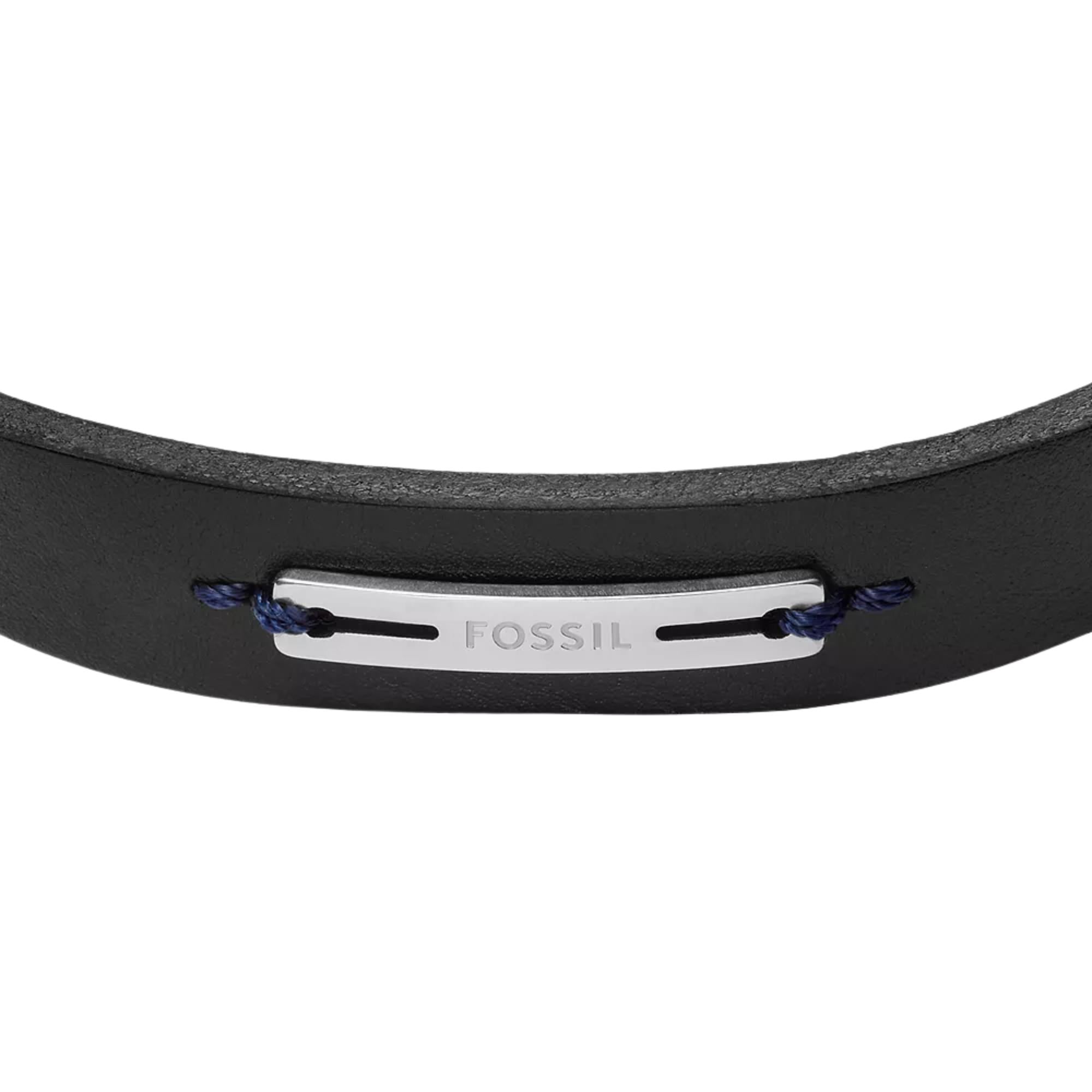 Fossil Machine Rugged Midnight Blue and Black Leather Strap Men's Bracelet JF04964040