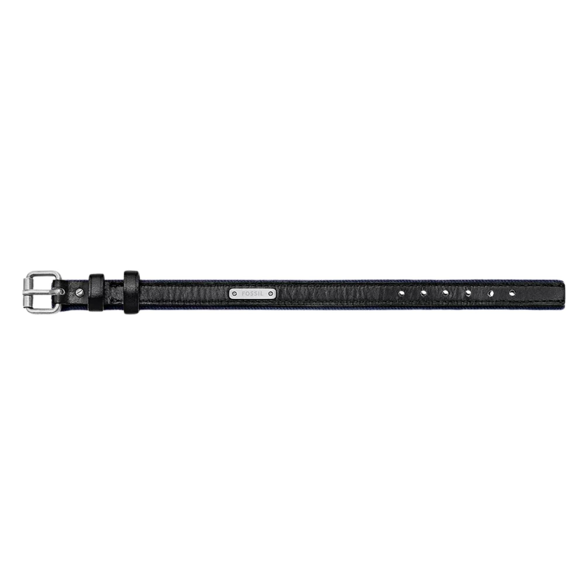 Fossil Everett Colour Pop Midnight Blue and Black Leather Strap Men's Bracelet JA7316998