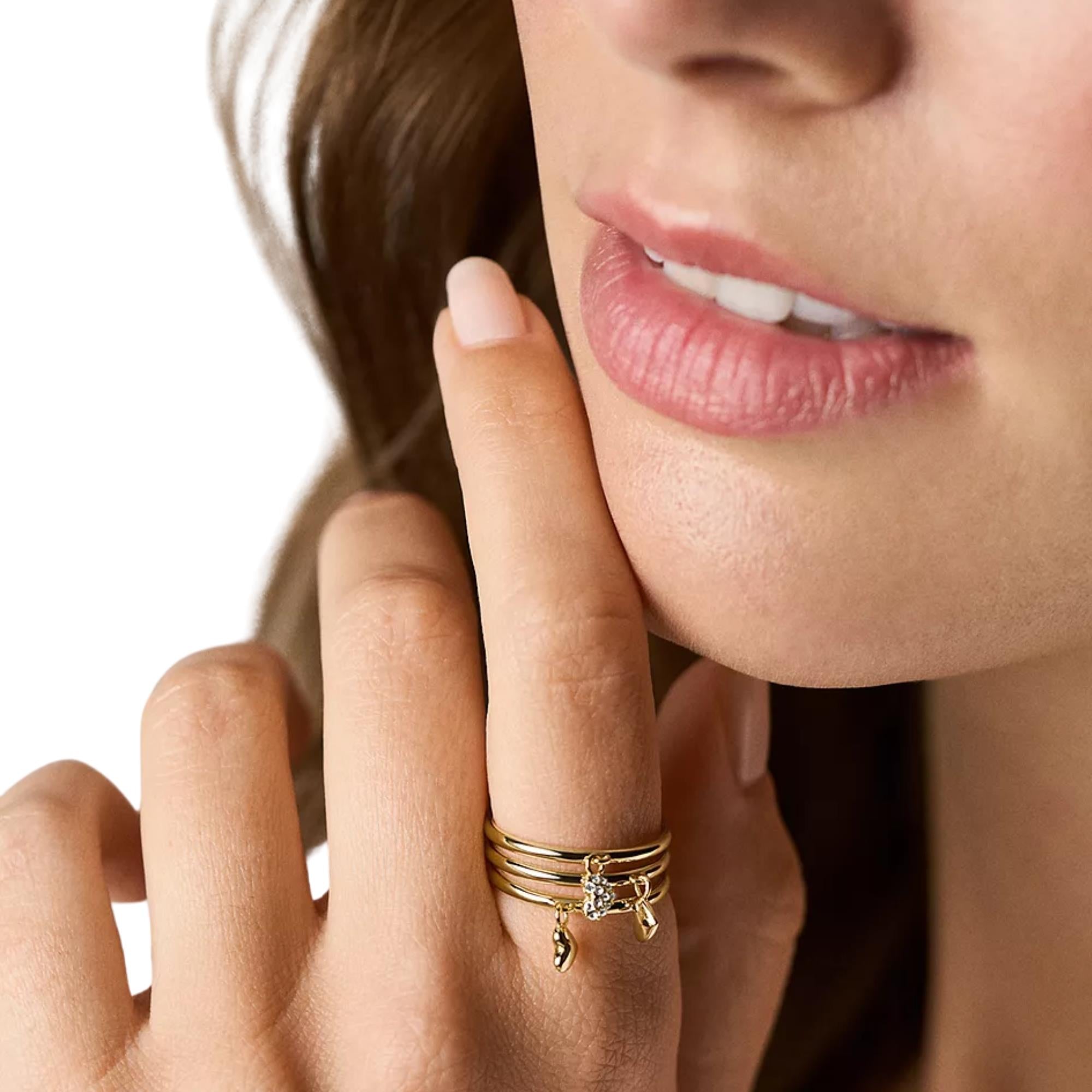 Fossil Sutton Heartbeat Gold-Tone Brass Prestack Women's Ring JA7304710
