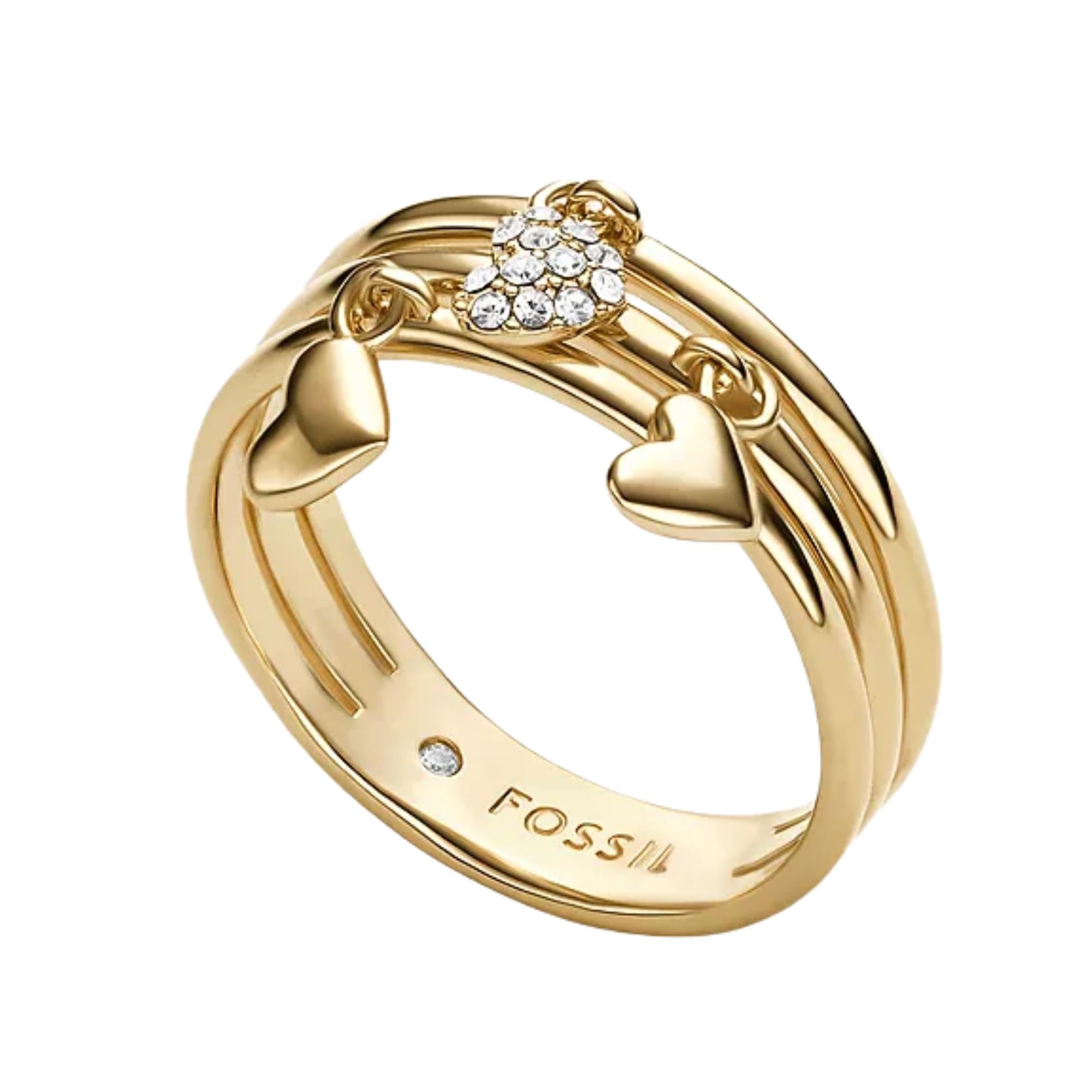 Fossil Sutton Heartbeat Gold-Tone Brass Prestack Women's Ring JA7304710