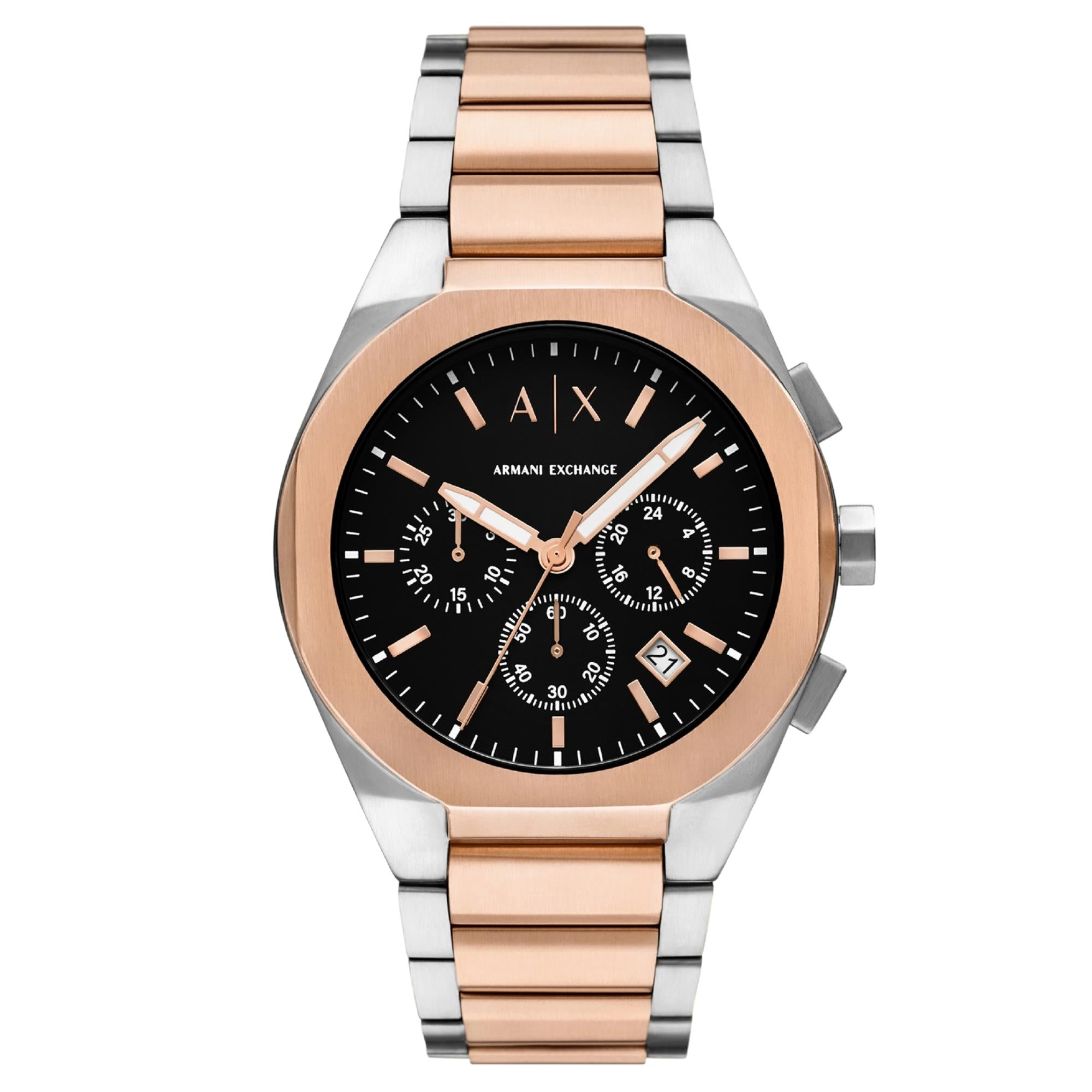 Armani Exchange Sync Chronograph Black Dial Steel Strap Men's Watch AX4181